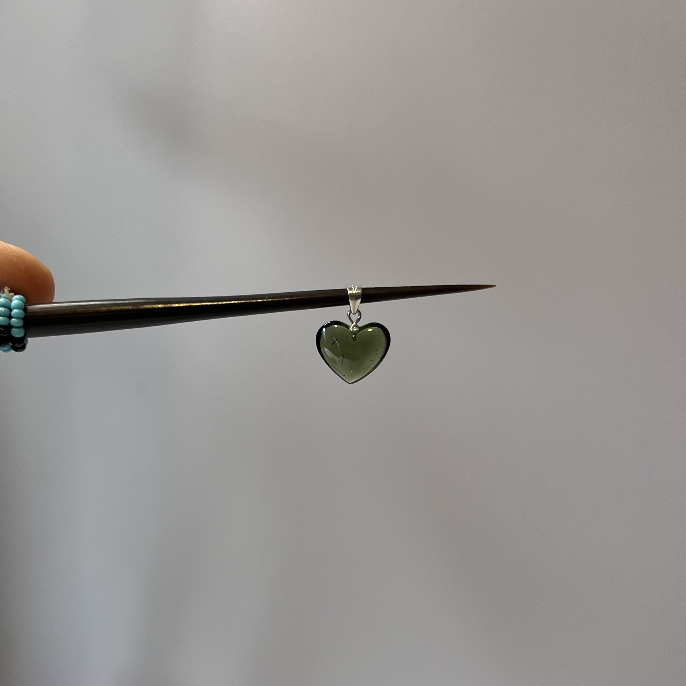 Moldavite pendant heart for necklace (5.61ct) 'scar heart' healing crystal - Image 4