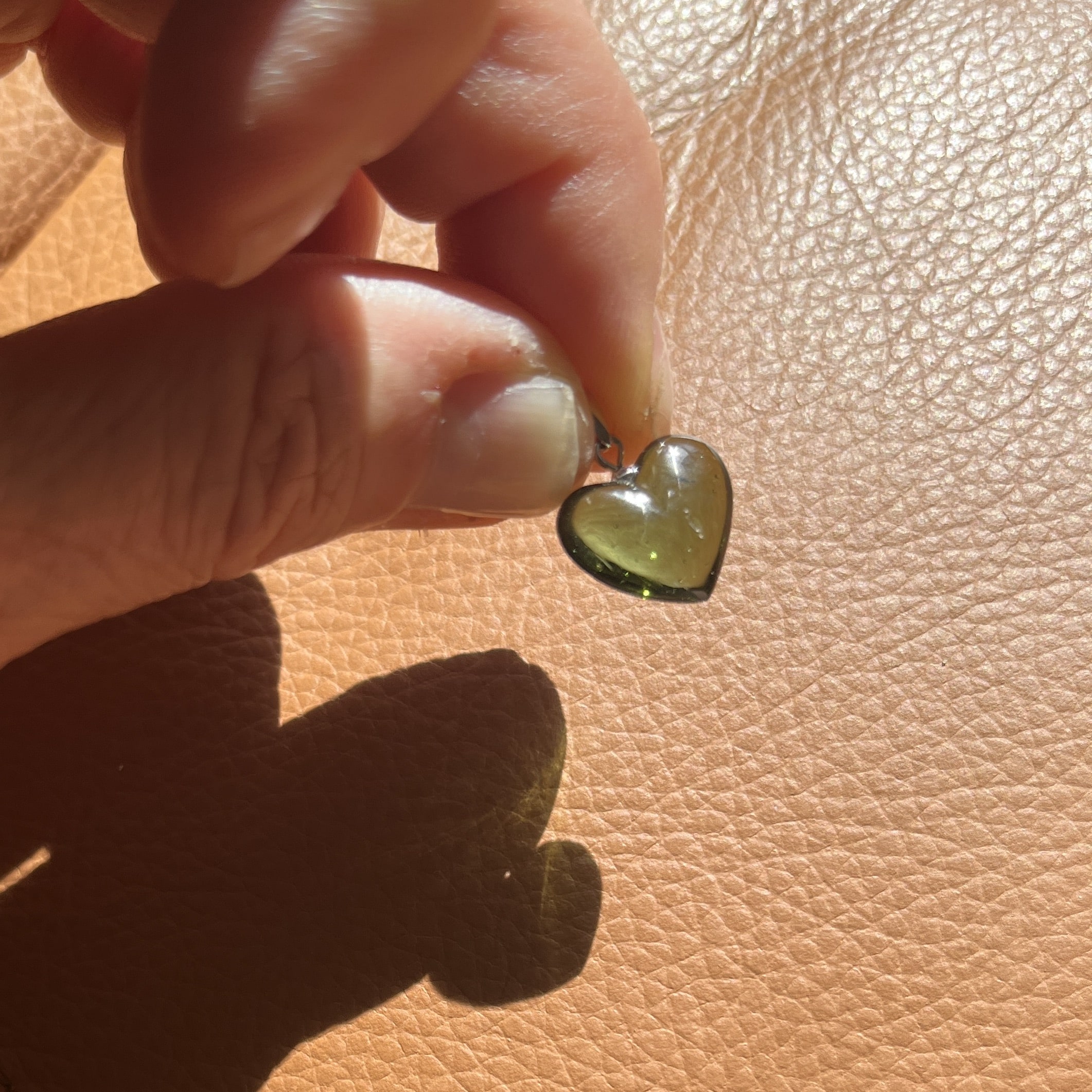 Moldavite pendant heart for necklace (5.61ct) 'scar heart' healing crystal