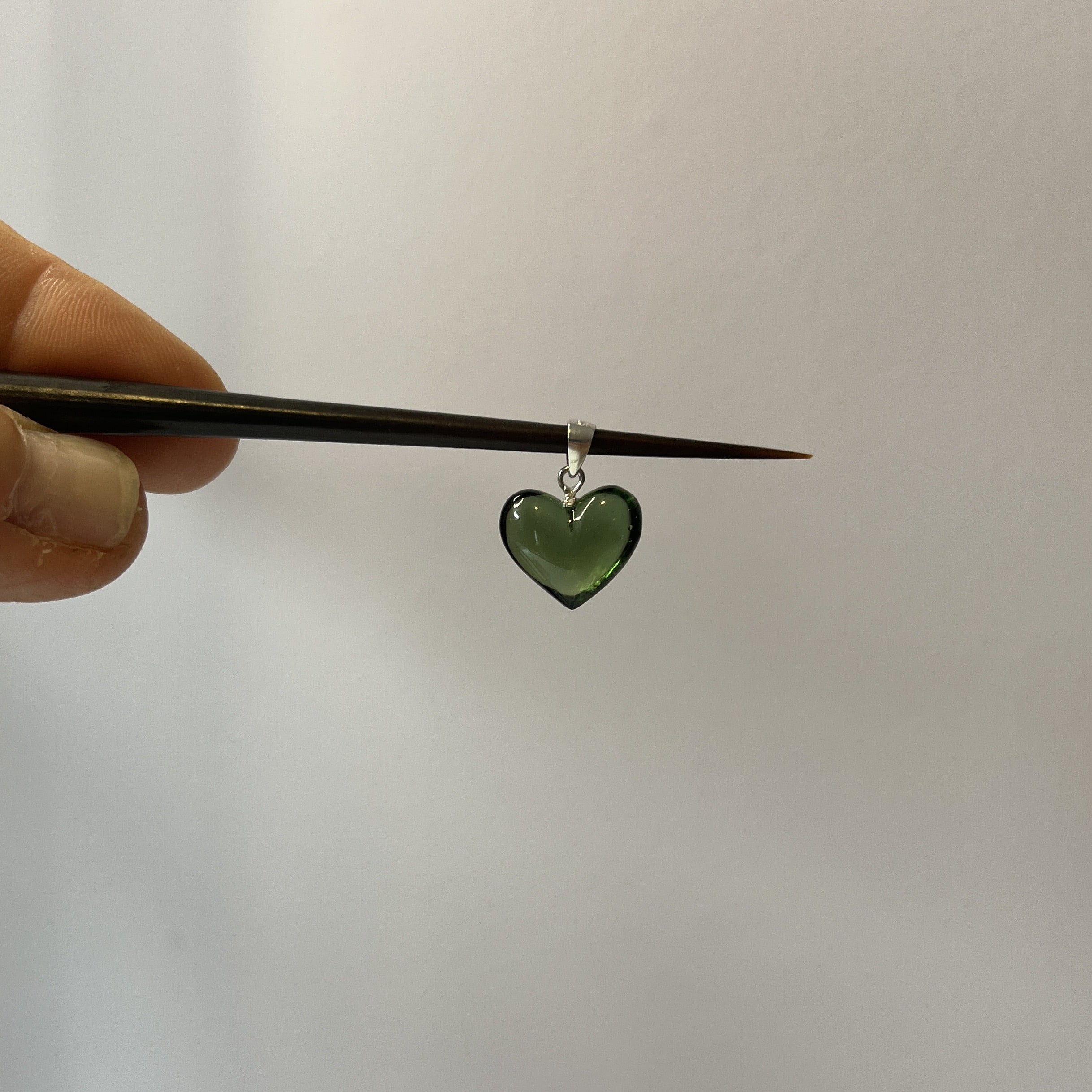 Moldavite pendant heart for necklace (6.74ct) 'bright green' healing crystal