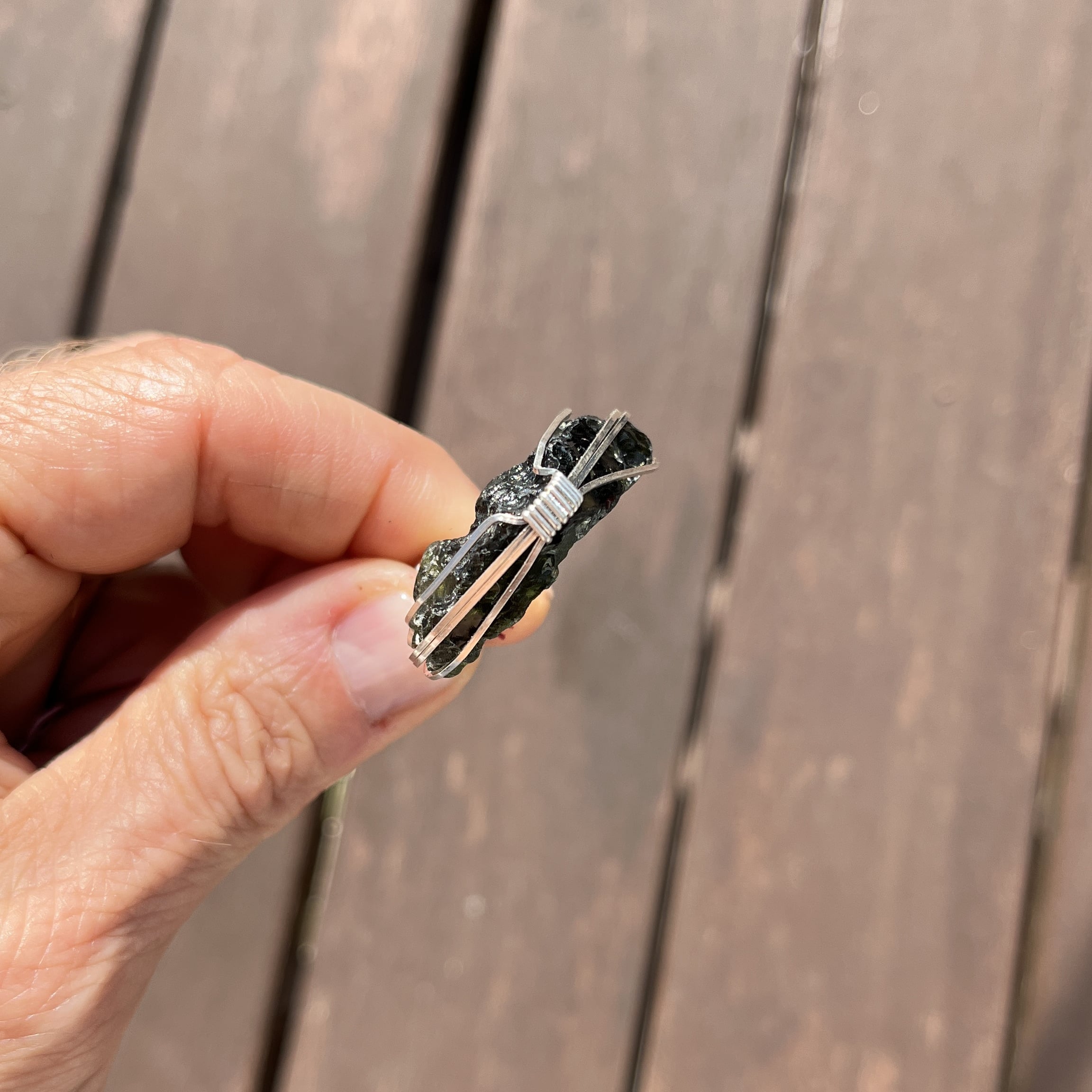 Moldavite pendant (rough) silver wrap HEART (8.17gr) healing crystal - Image 12