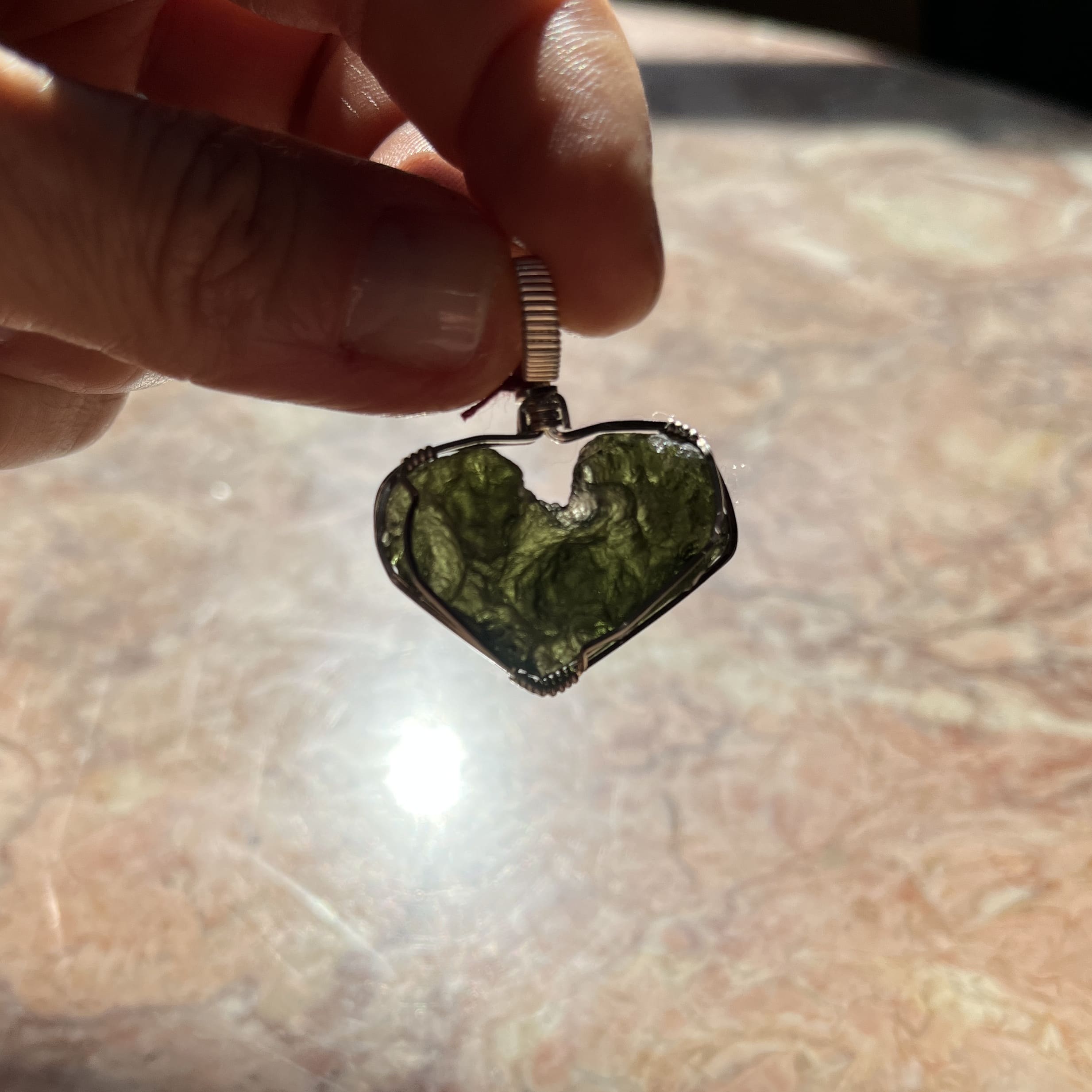 Moldavite pendant (rough) silver wrap HEART (8.17gr) healing crystal - Image 13