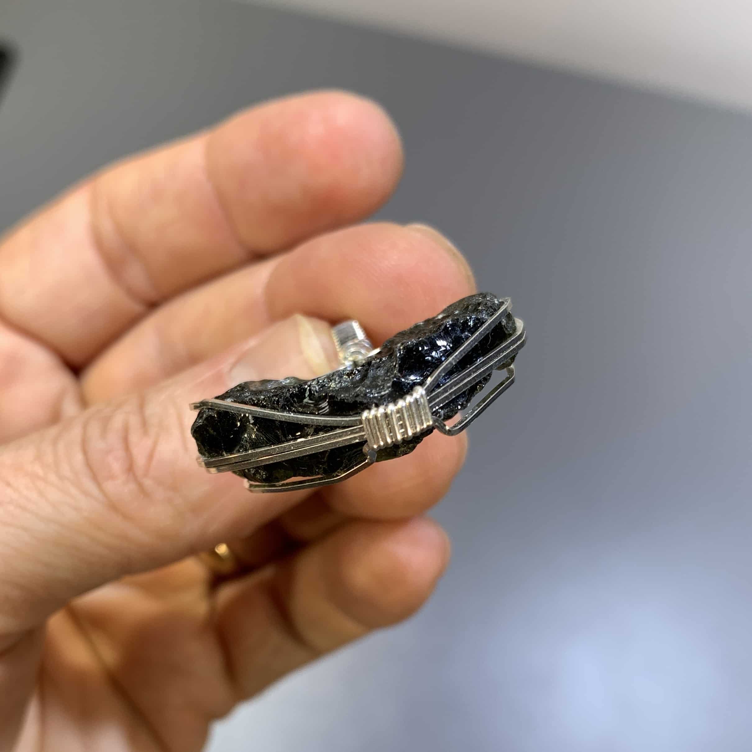 Moldavite pendant (rough) silver wrap HEART (8.17gr) healing crystal - Image 6