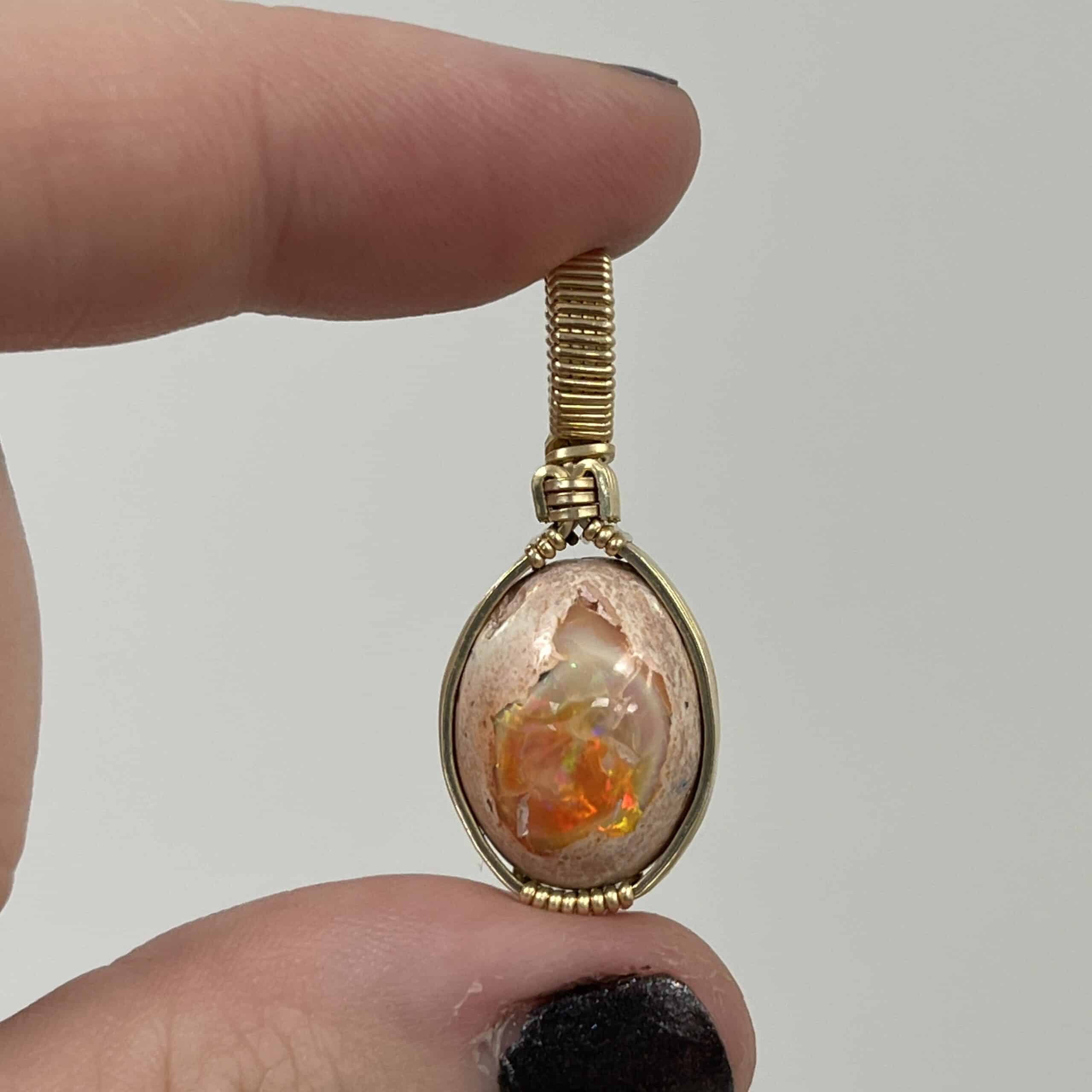 Opal (Fire) pendant for necklace (bright orange) healing crystal - Image 2