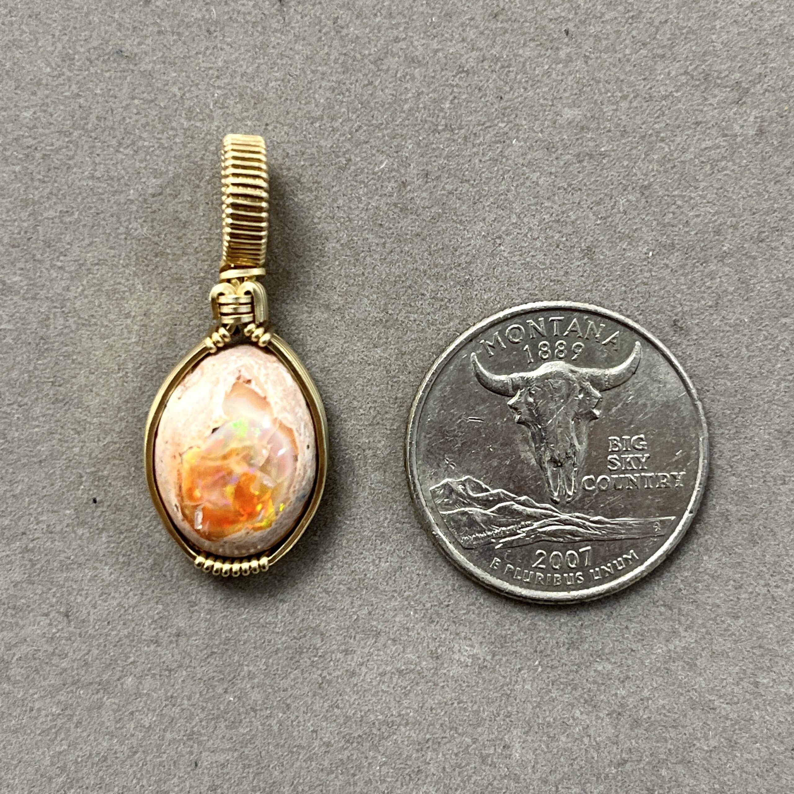 Opal (Fire) pendant for necklace (bright orange) healing crystal - Image 3