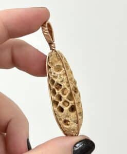 Fossil (Pine Cone) pendant for necklace 'honey comb' healing crystal