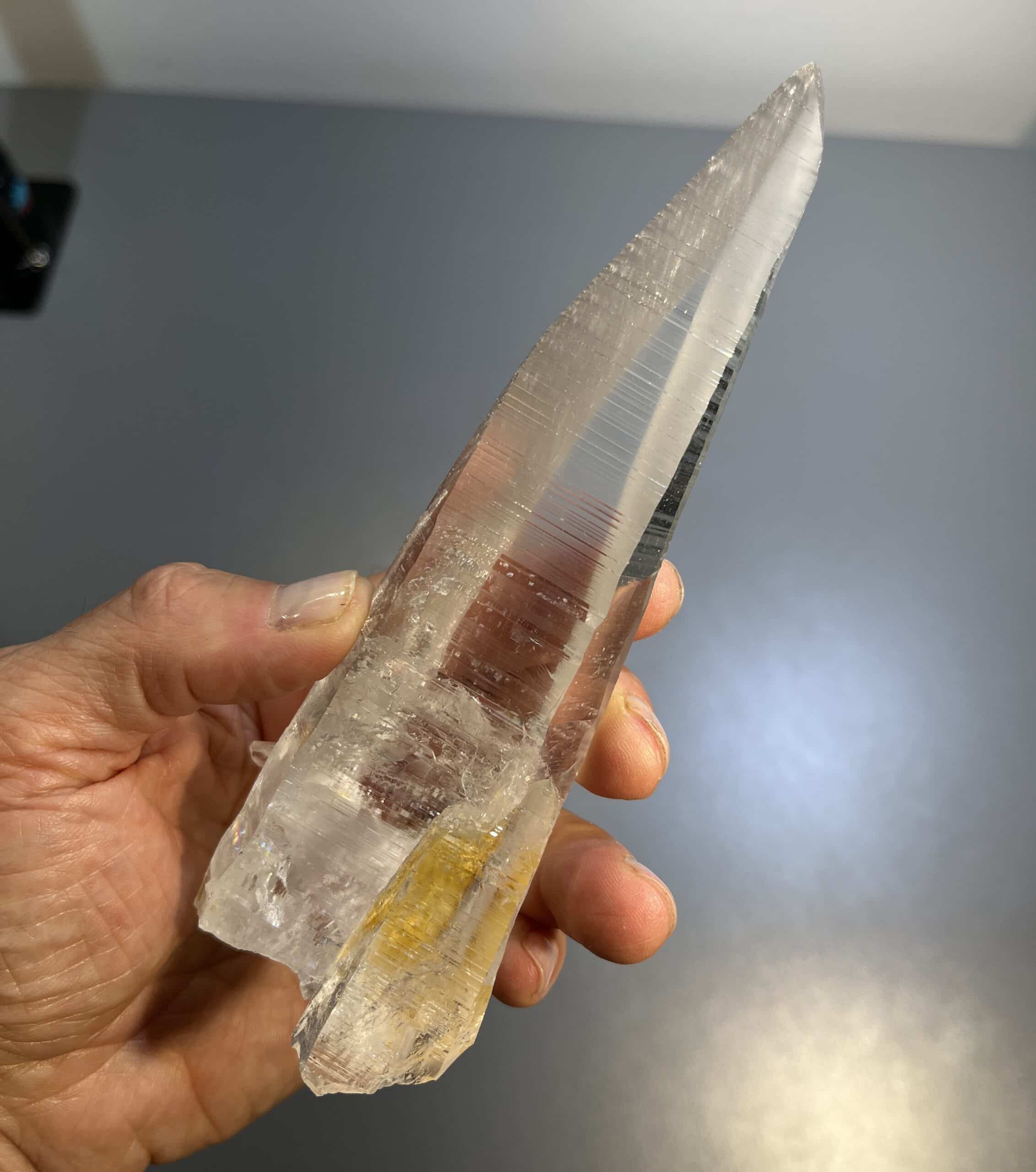 Quartz (Lemurian) 3-sided (Colombian) Muzo habit (6.1") healing crystal - Image 2