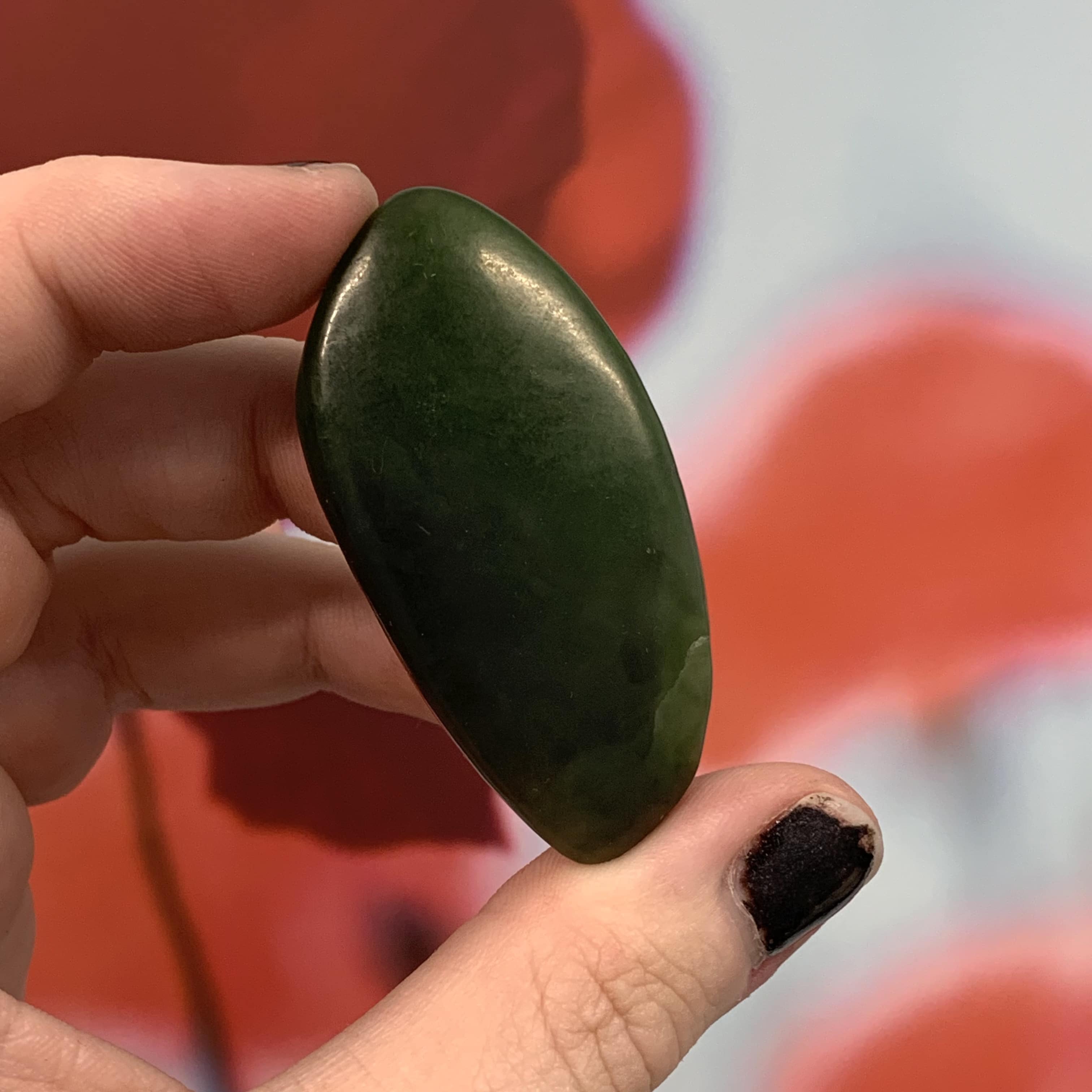 Jade (Nephrite) matte polished palm piece - healing crystal - Image 4