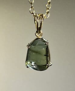 Moldavite pendant (freeform) 14K GOLD bubble for necklace healing crystal