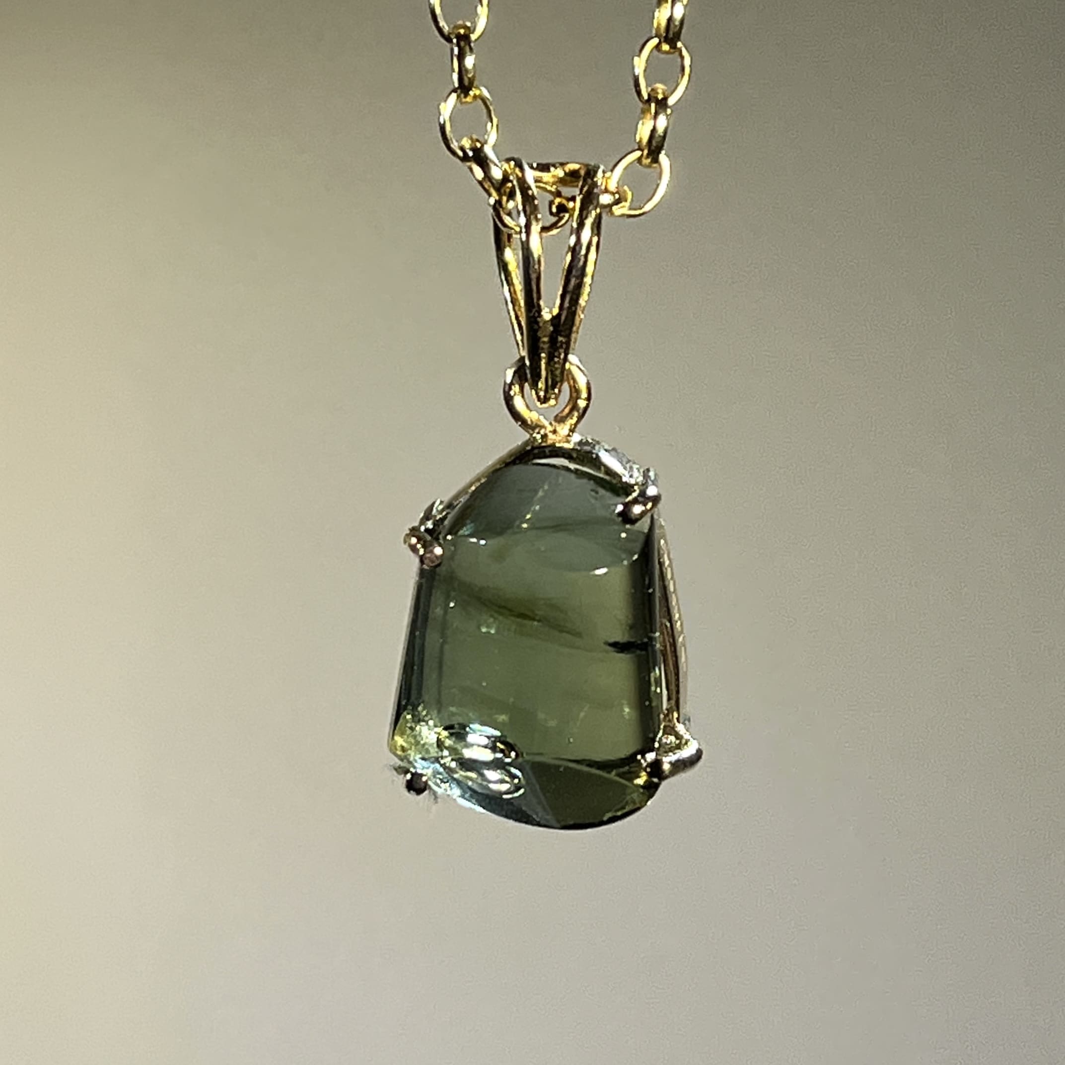 Moldavite pendant (freeform) 14K GOLD bubble for necklace healing crystal