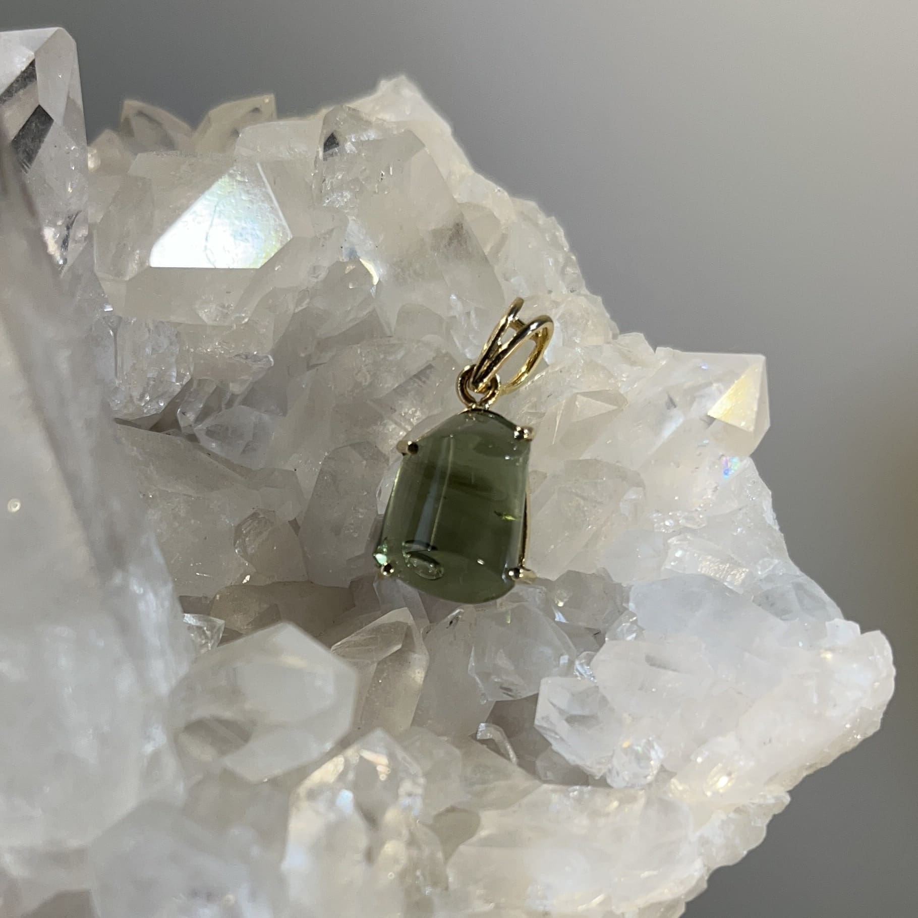 Moldavite pendant (freeform) 14K GOLD bubble for necklace healing crystal - Image 3