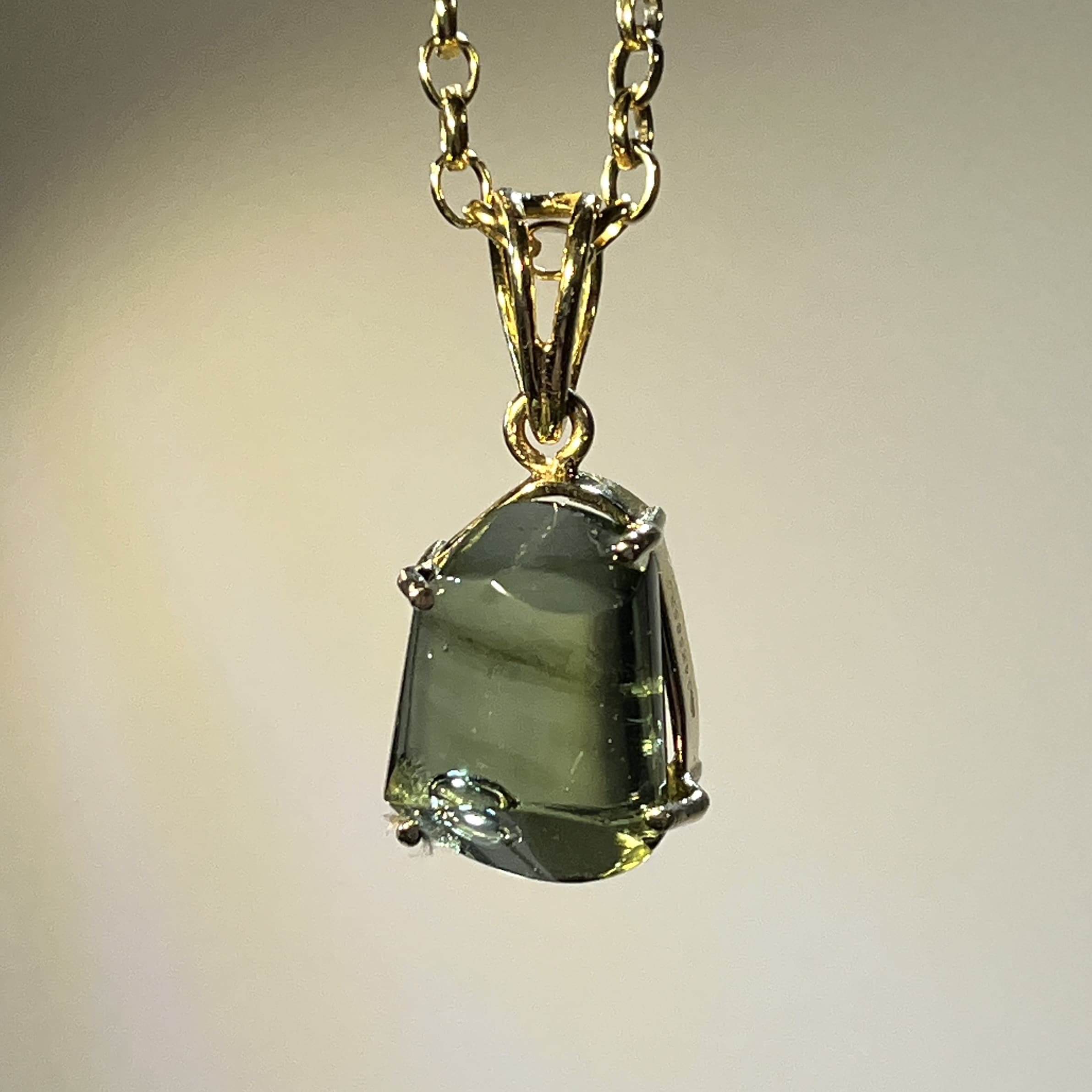 Moldavite pendant (freeform) 14K GOLD bubble for necklace healing crystal - Image 5