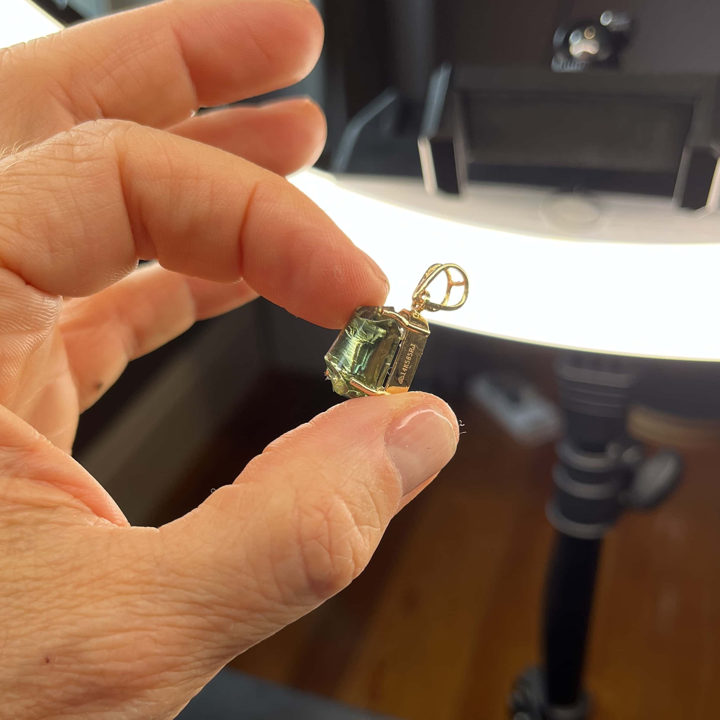 Moldavite pendant (freeform) 14K GOLD bubble for necklace healing crystal - Image 6