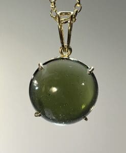 Moldavite pendant (polished) 14K GOLD globe for necklace healing crystal