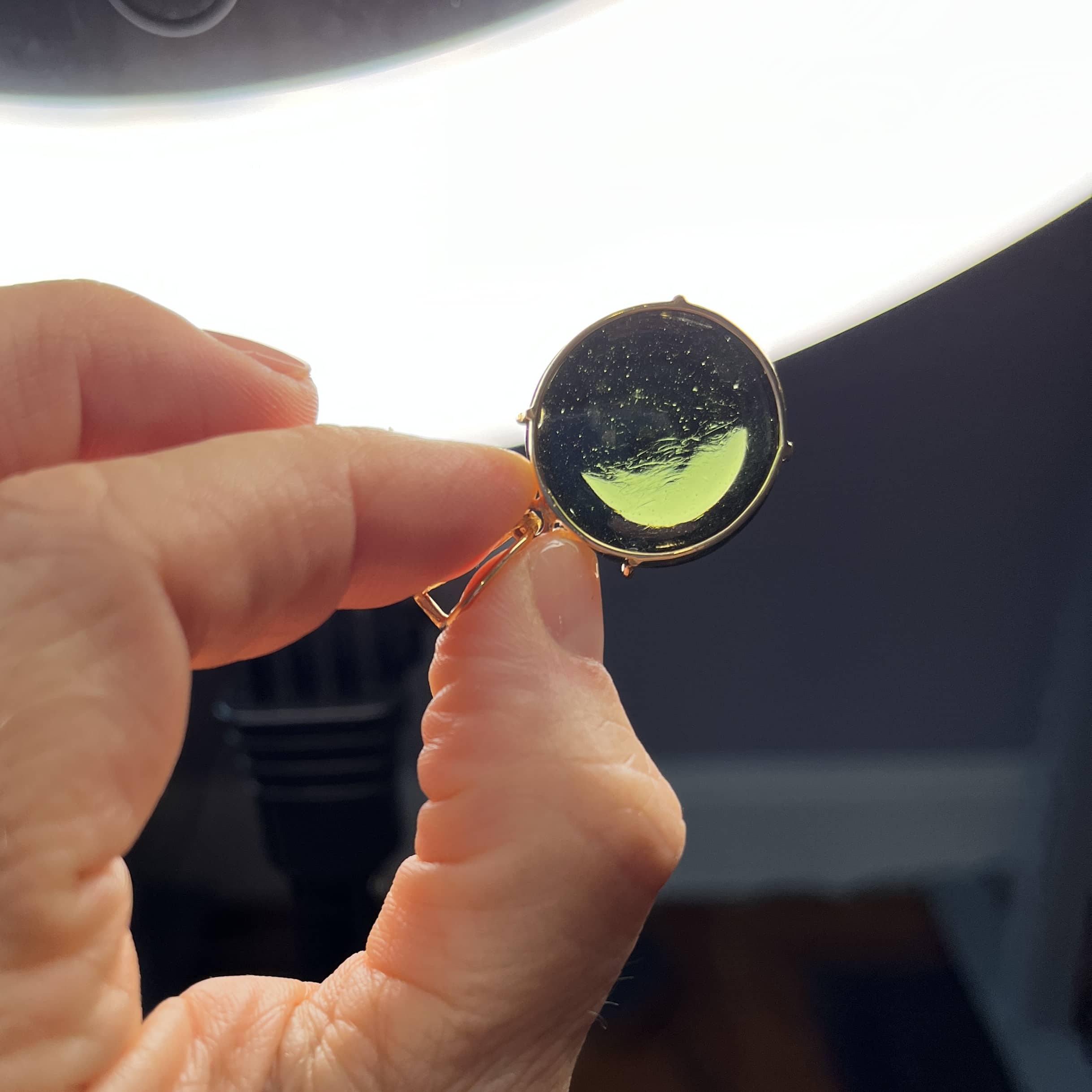 Moldavite pendant (polished) 14K GOLD globe for necklace healing crystal - Image 4