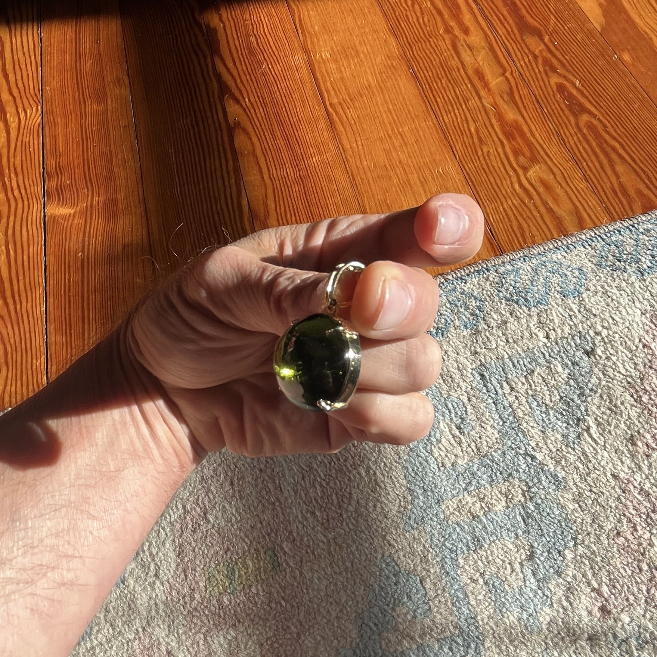 Moldavite pendant (polished) 14K GOLD globe for necklace healing crystal - Image 5