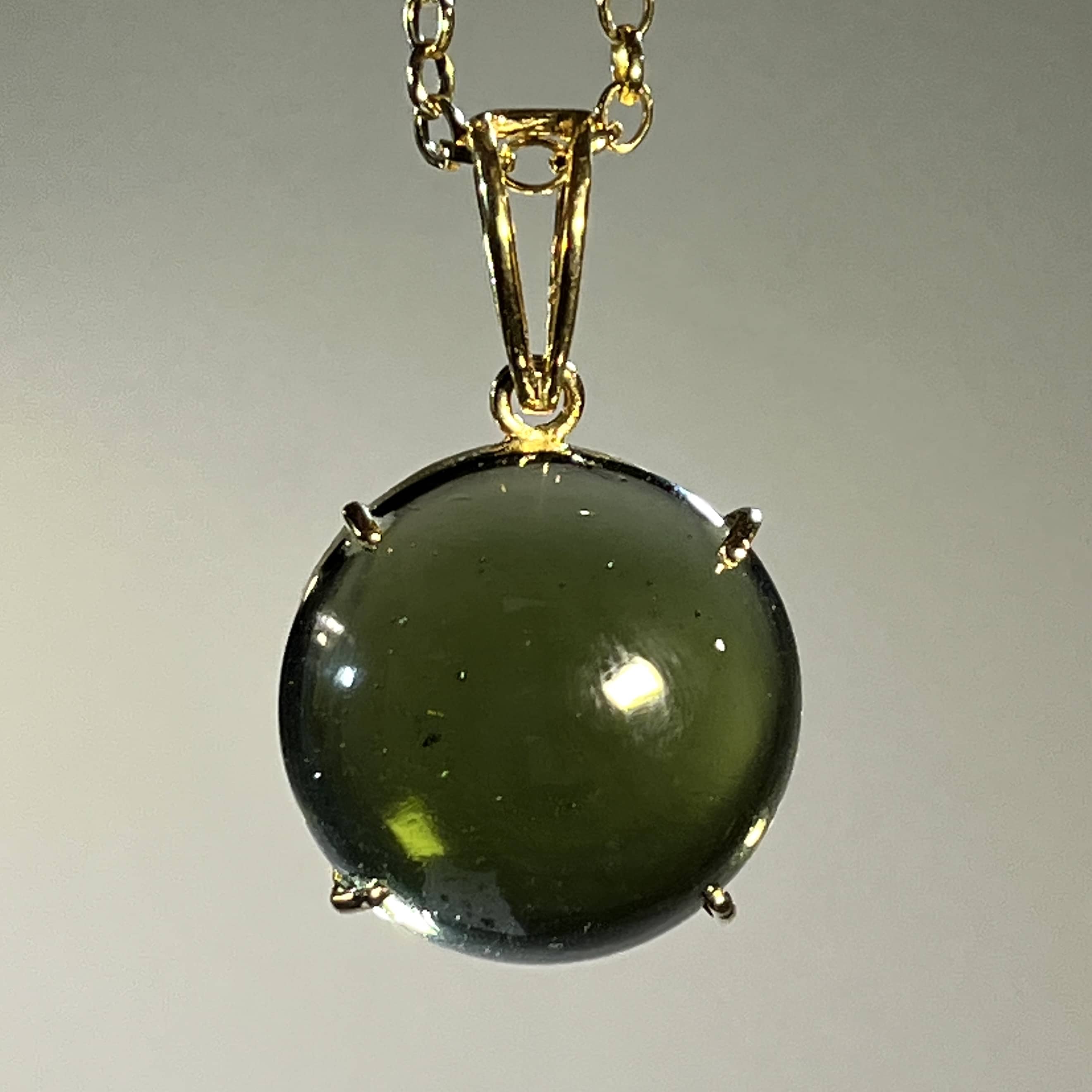 Moldavite pendant (polished) 14K GOLD globe for necklace healing crystal - Image 8