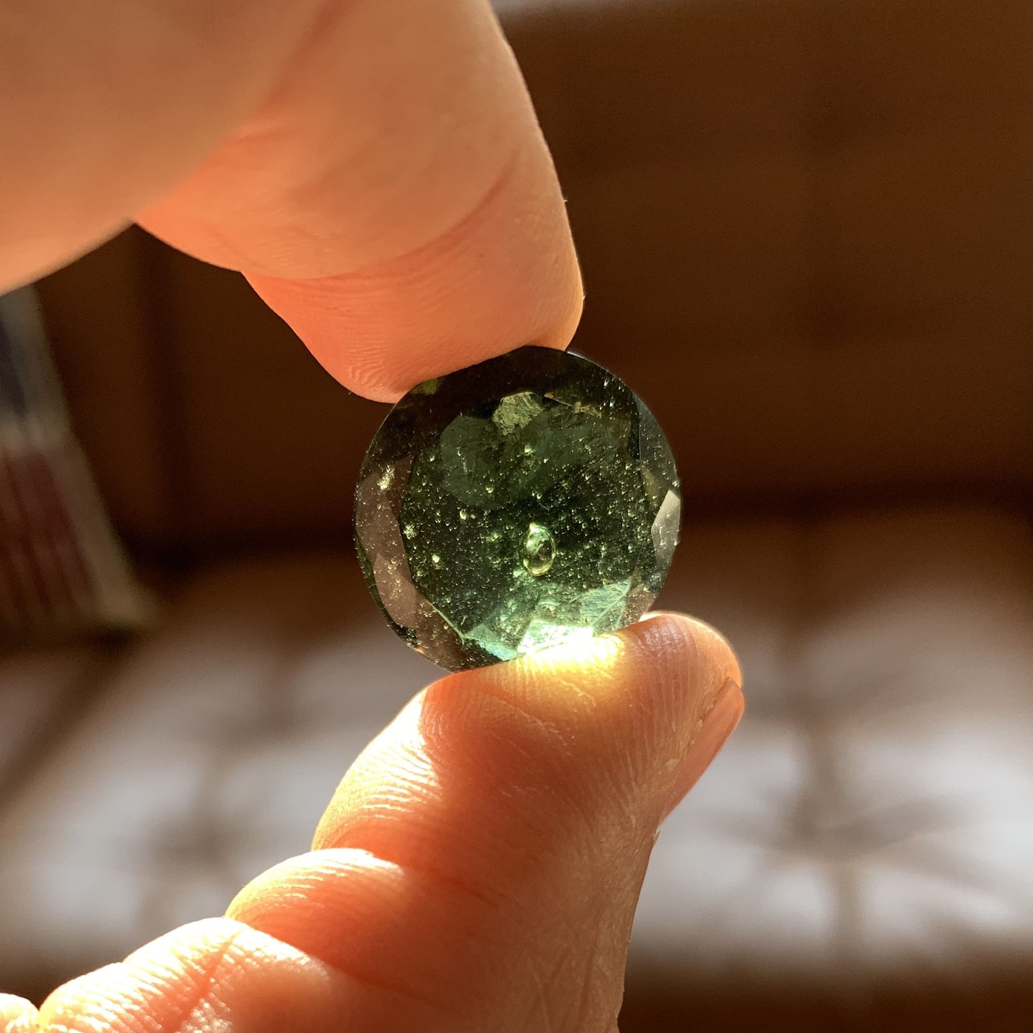 Moldavite pendant (polished) 14K GOLD globe for necklace healing crystal - Image 9