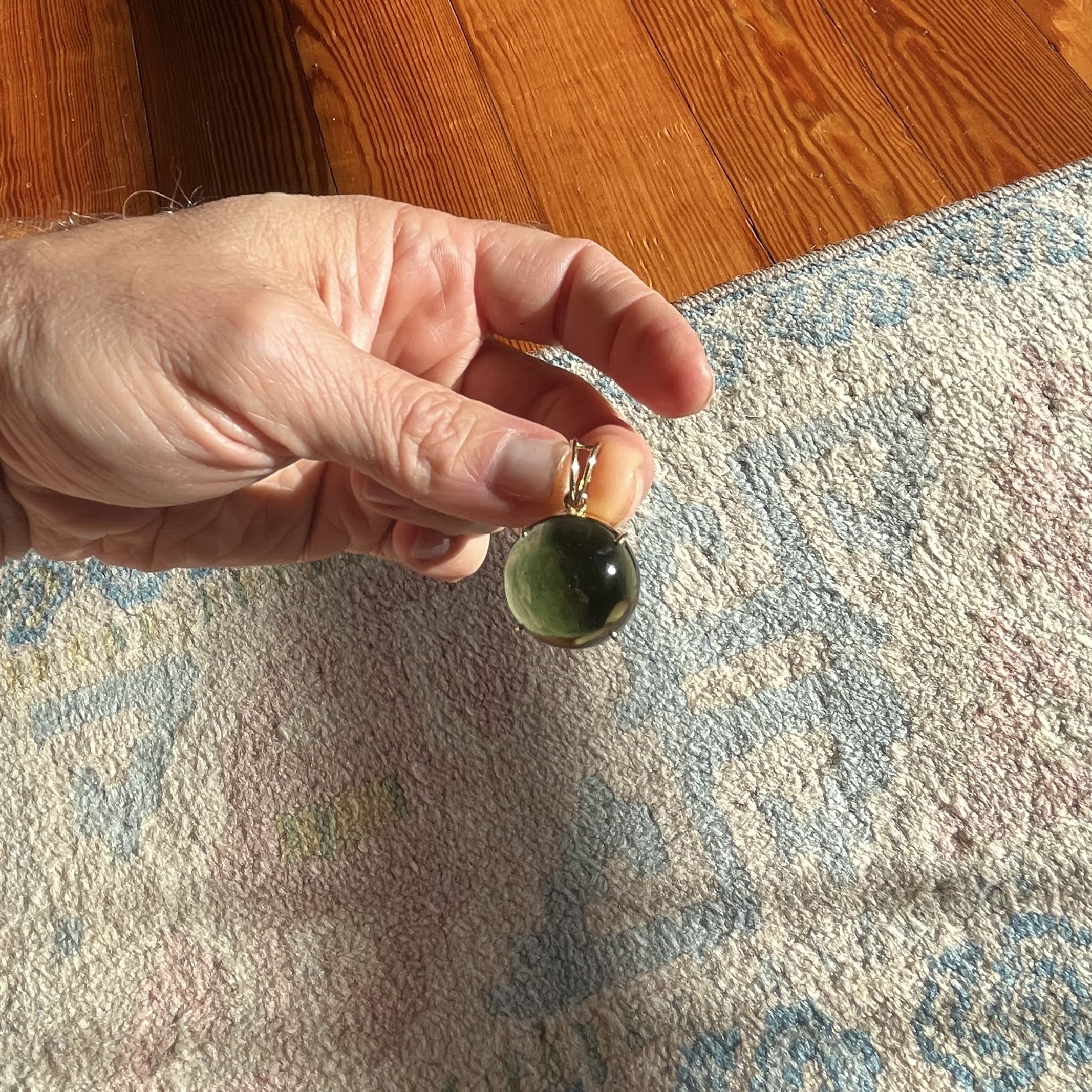 Moldavite pendant (polished) 14K GOLD globe for necklace healing crystal - Image 10