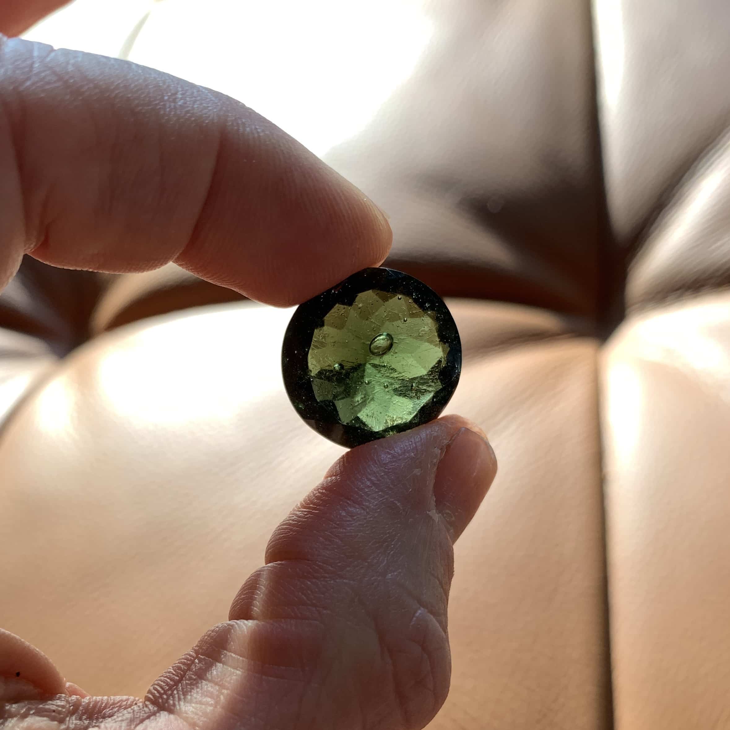 Moldavite pendant (polished) 14K GOLD globe for necklace healing crystal - Image 11