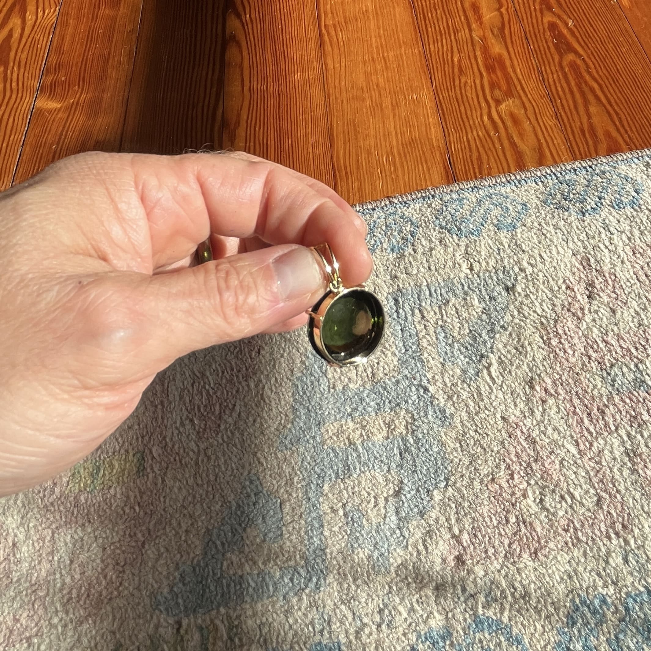 Moldavite pendant (polished) 14K GOLD globe for necklace healing crystal - Image 12