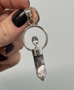 Opal (non-gem Dendritic) pendant for necklace w/ Aquamarine healing crystal