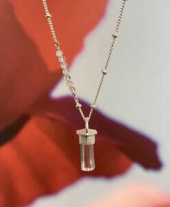 Quartz (clear) and moonstone (rainbow) custom bead necklace healing crystal