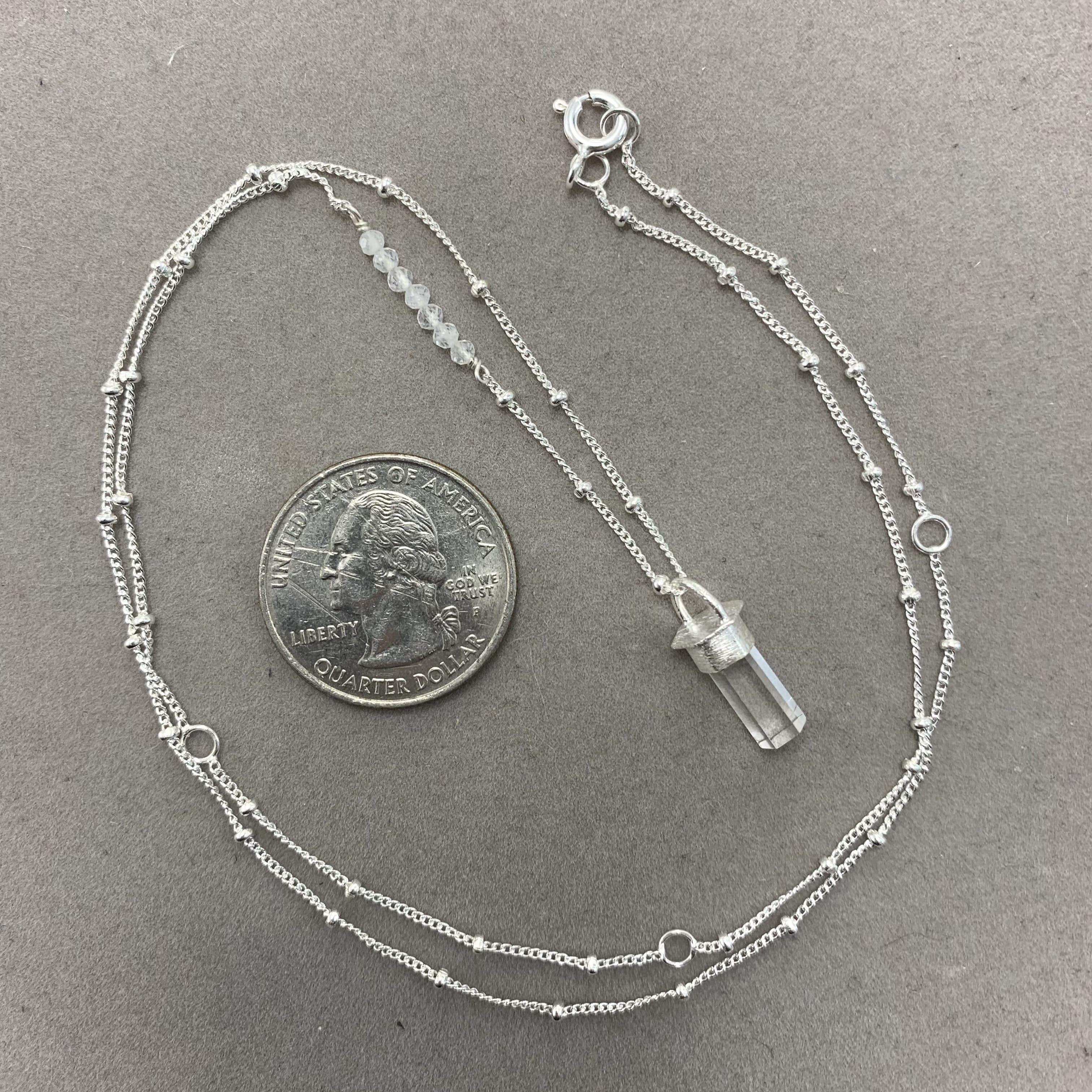 Quartz (clear) and moonstone (rainbow) custom bead necklace healing crystal - Image 5