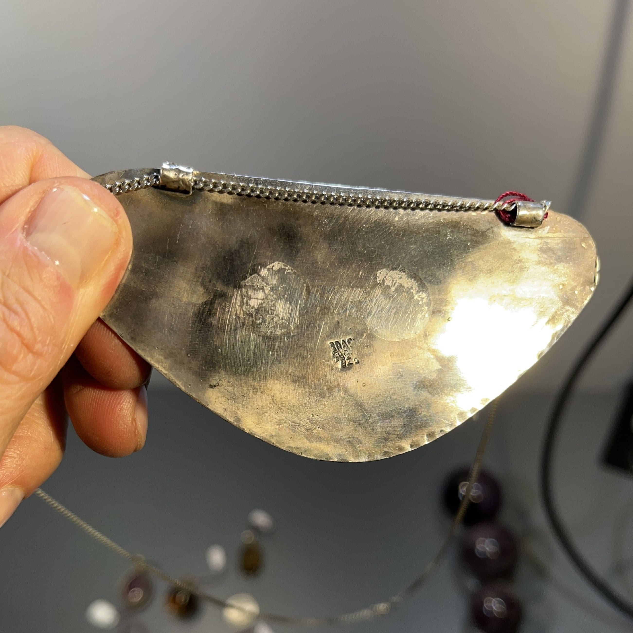 Roman Glass (large, broad) vintage pendant necklace healing crystal - Image 2