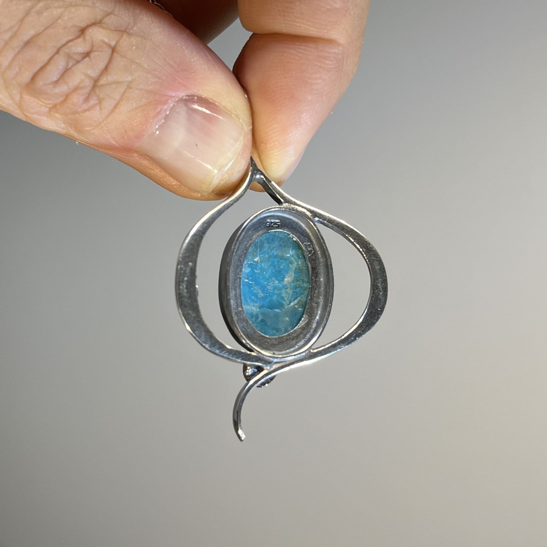 Roman Glass (peacock color) freeform pendant necklace healing crystal - Image 2