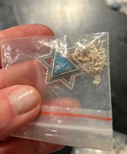 Roman Glass (sea blue) triangle star pendant for necklace healing crystal