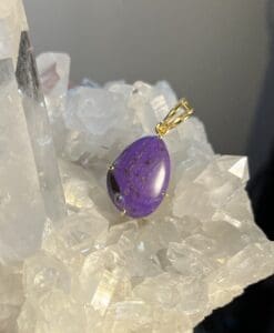 Sugilite (pendant for necklace) 14K Gold 'purple pear' healing crystal