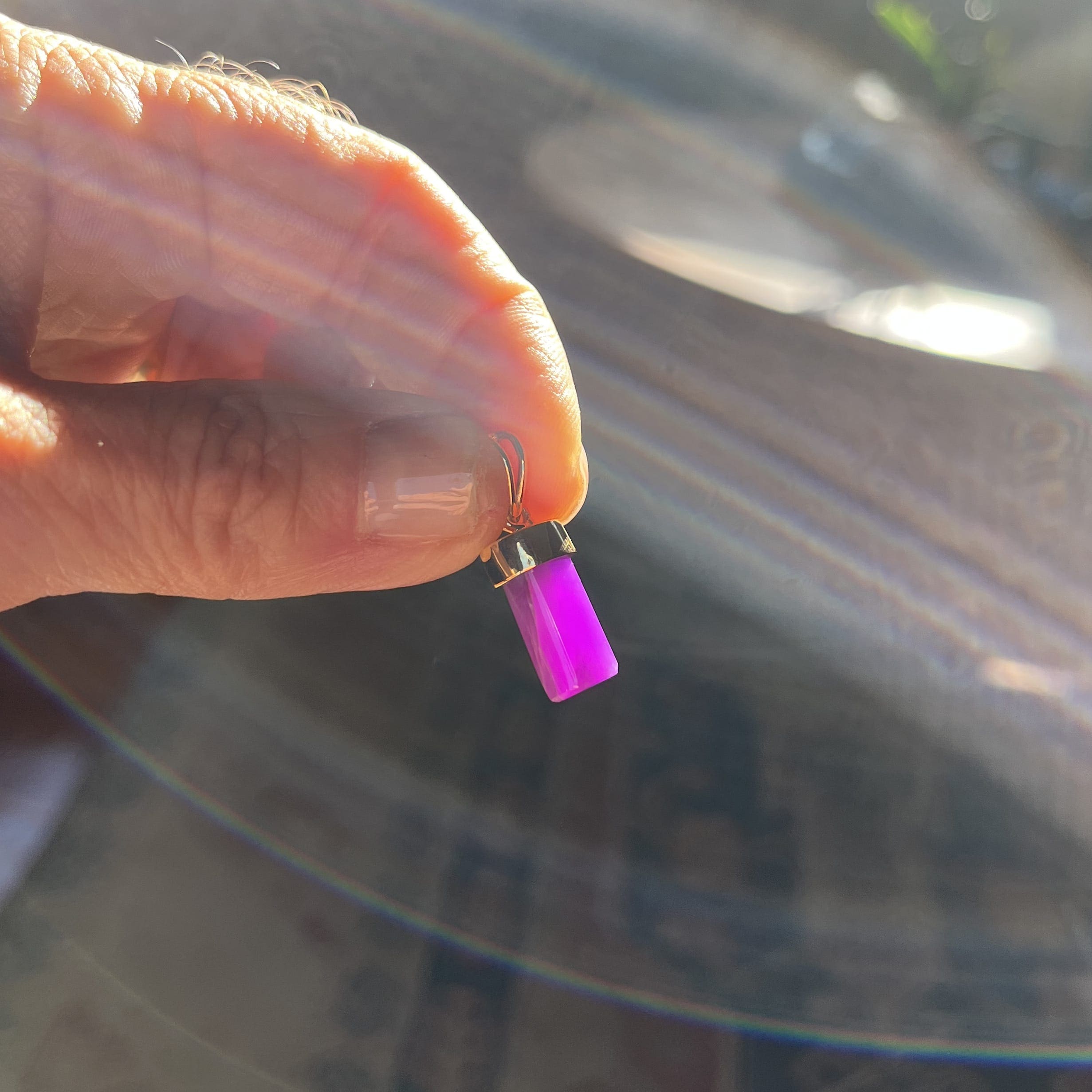 Sugilite (pendant for necklace) 14K GOLD gel half cylinder healing crystal - Image 2