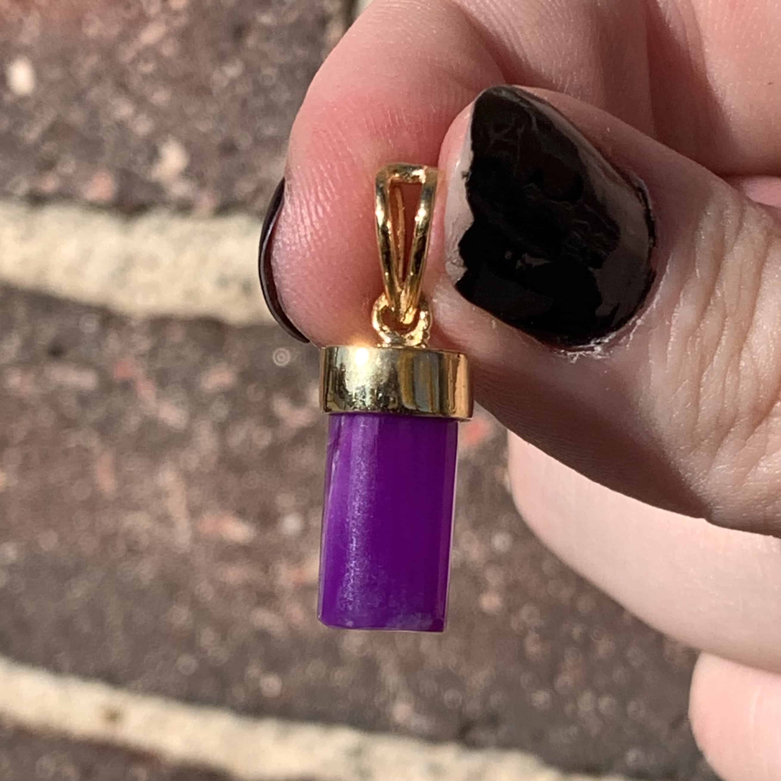 Sugilite (pendant for necklace) 14K GOLD gel half cylinder healing crystal - Image 3
