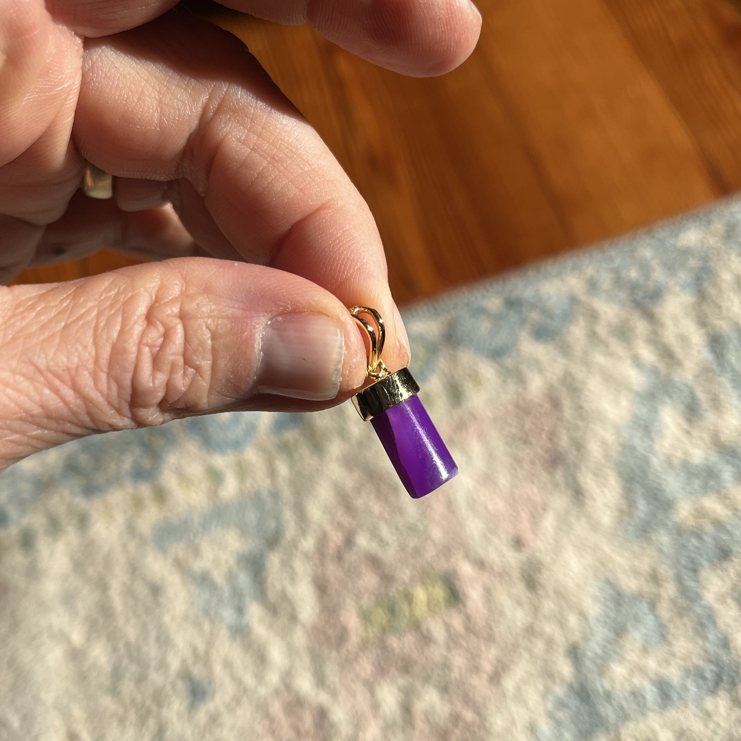 Sugilite (pendant for necklace) 14K GOLD gel half cylinder healing crystal - Image 4