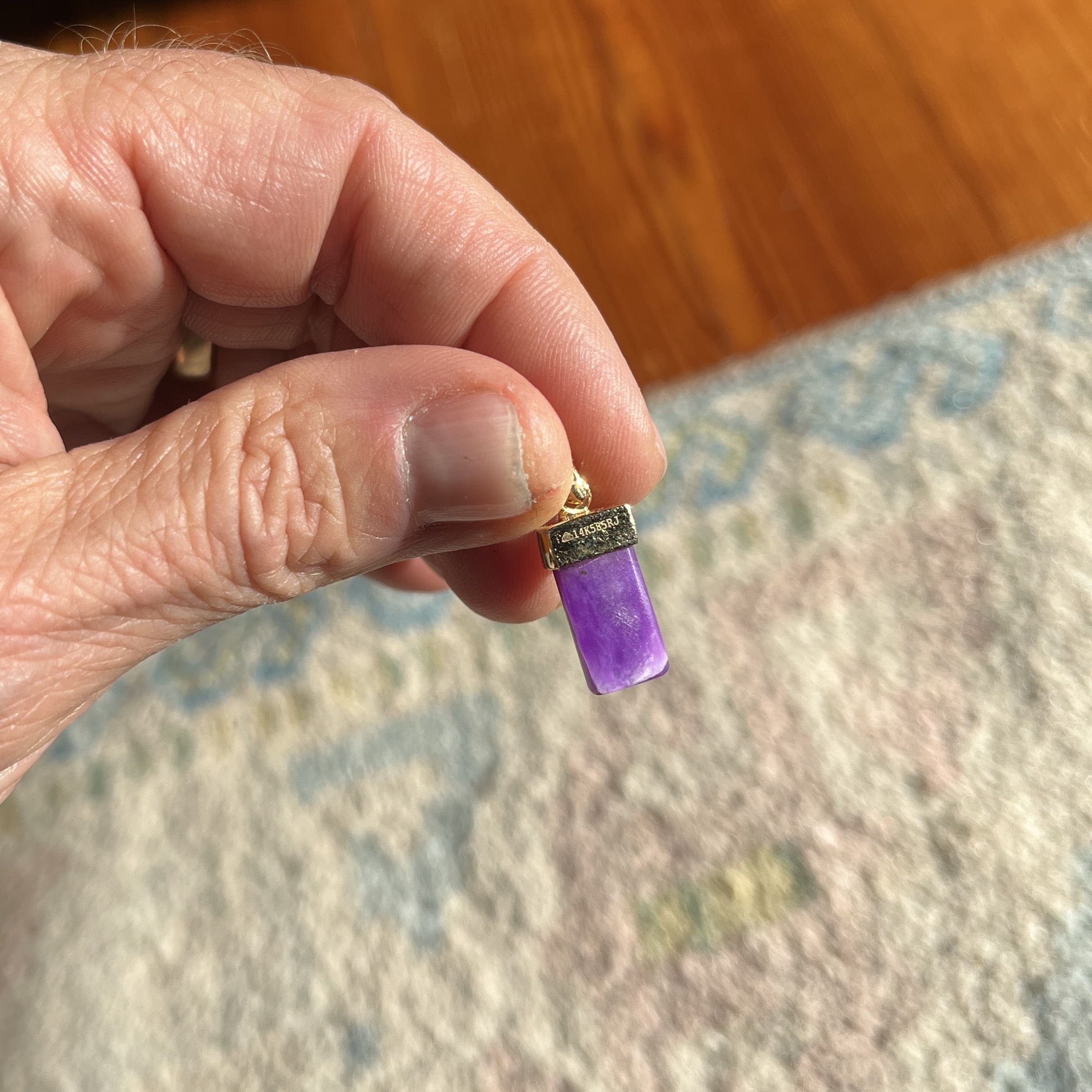 Sugilite (pendant for necklace) 14K GOLD gel half cylinder healing crystal - Image 5