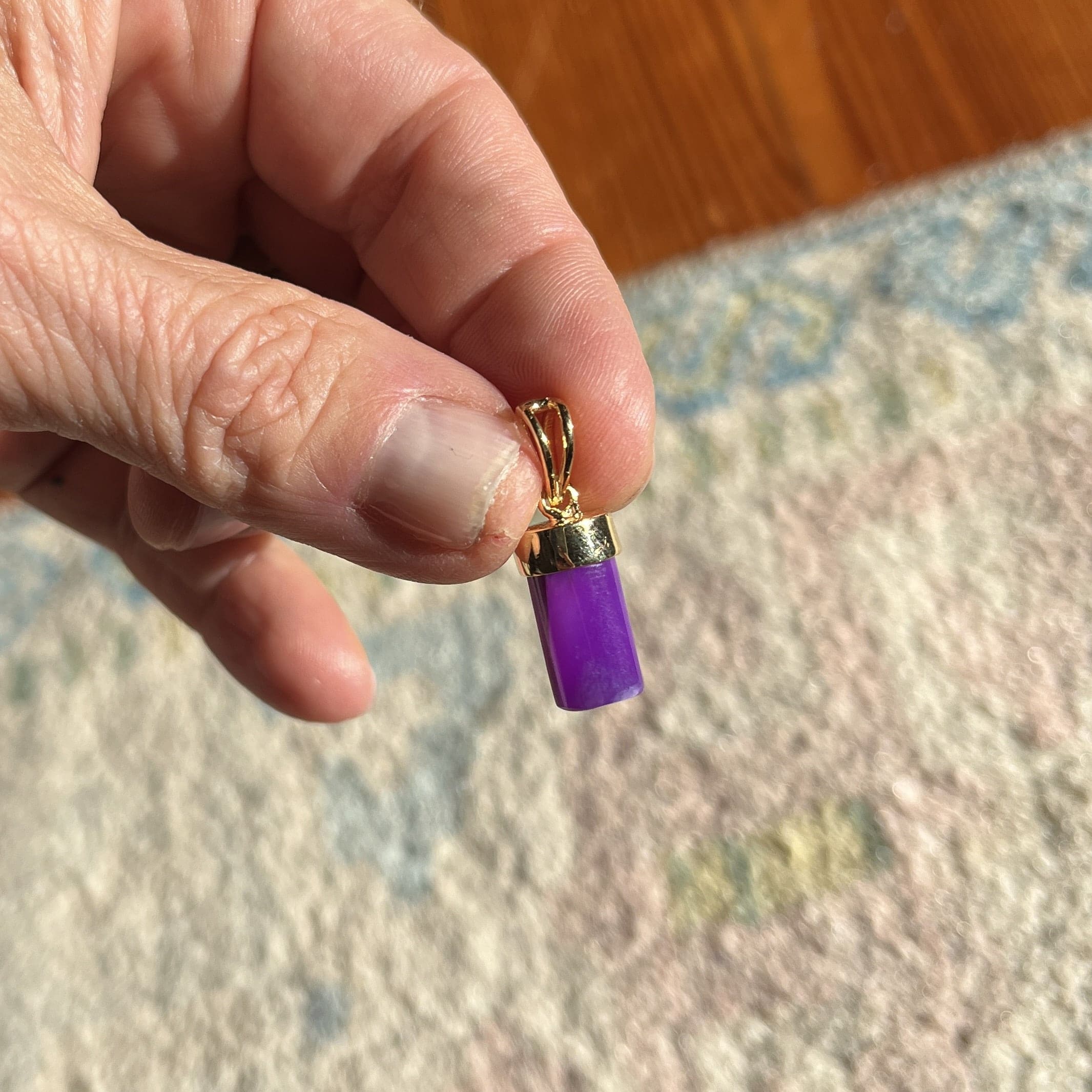 Sugilite (pendant for necklace) 14K GOLD gel half cylinder healing crystal - Image 7
