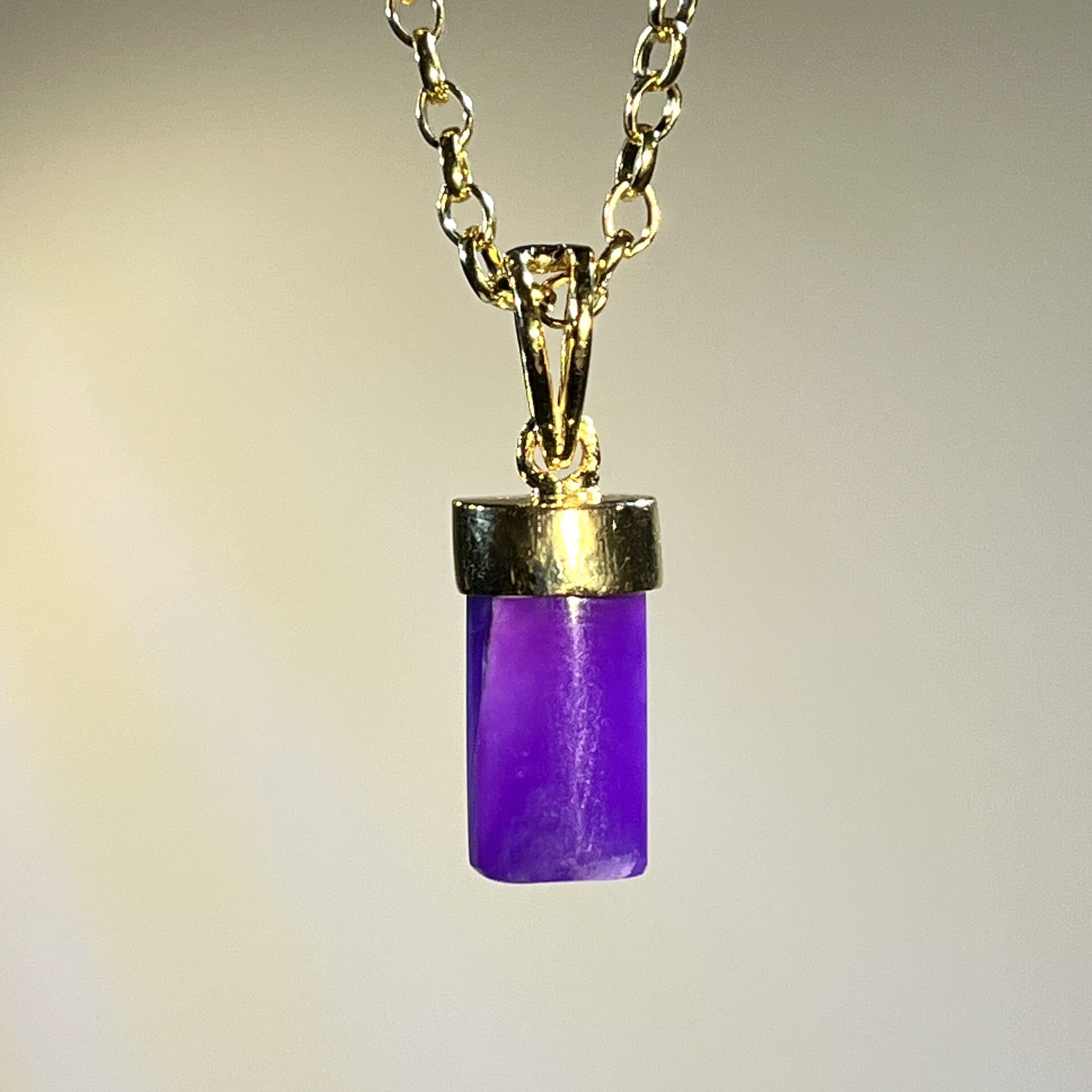 Sugilite (pendant for necklace) 14K GOLD gel half cylinder healing crystal