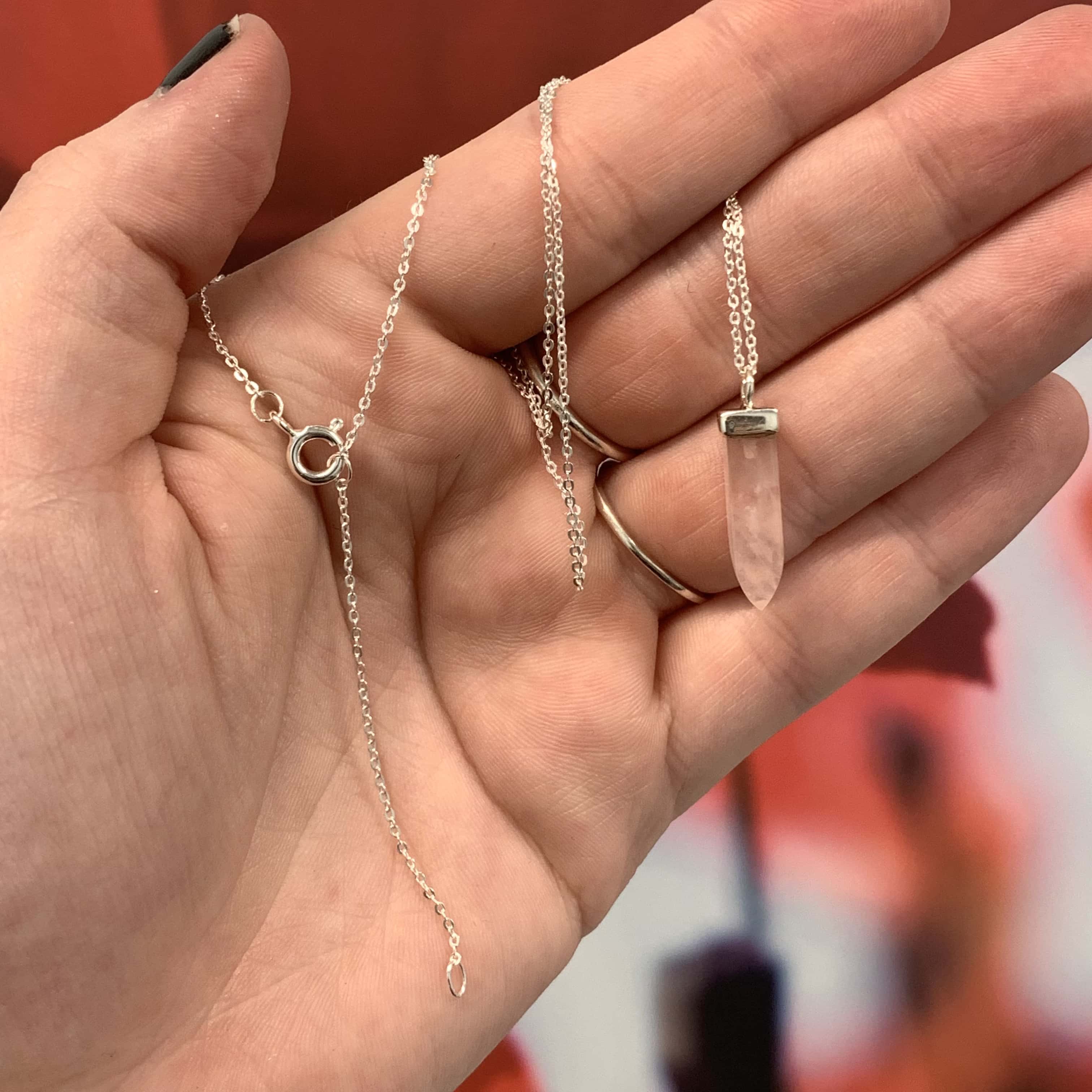 Quartz (Rose) obelisk point necklace healing crystal - Image 2