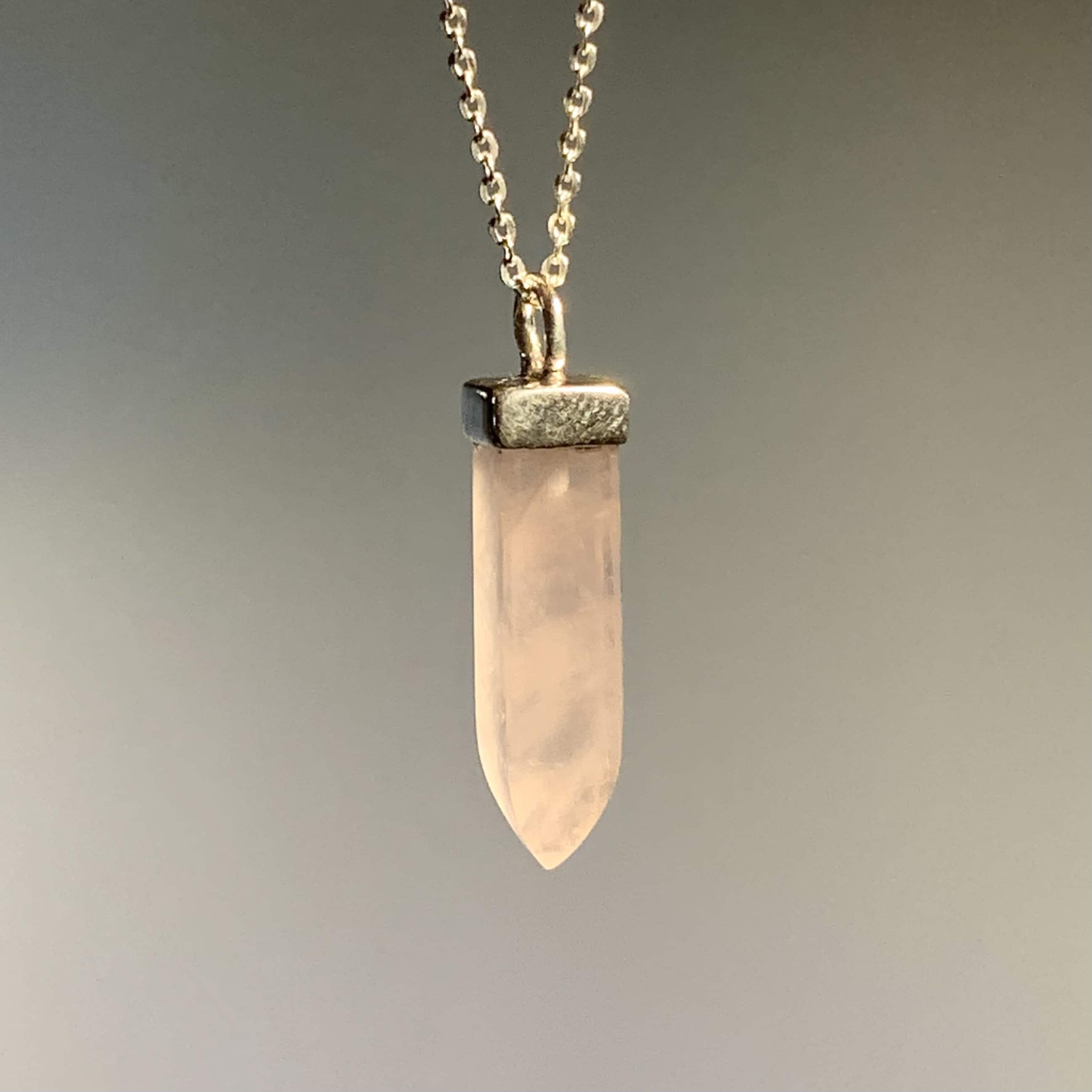 Quartz (Rose) obelisk point necklace healing crystal - Image 3