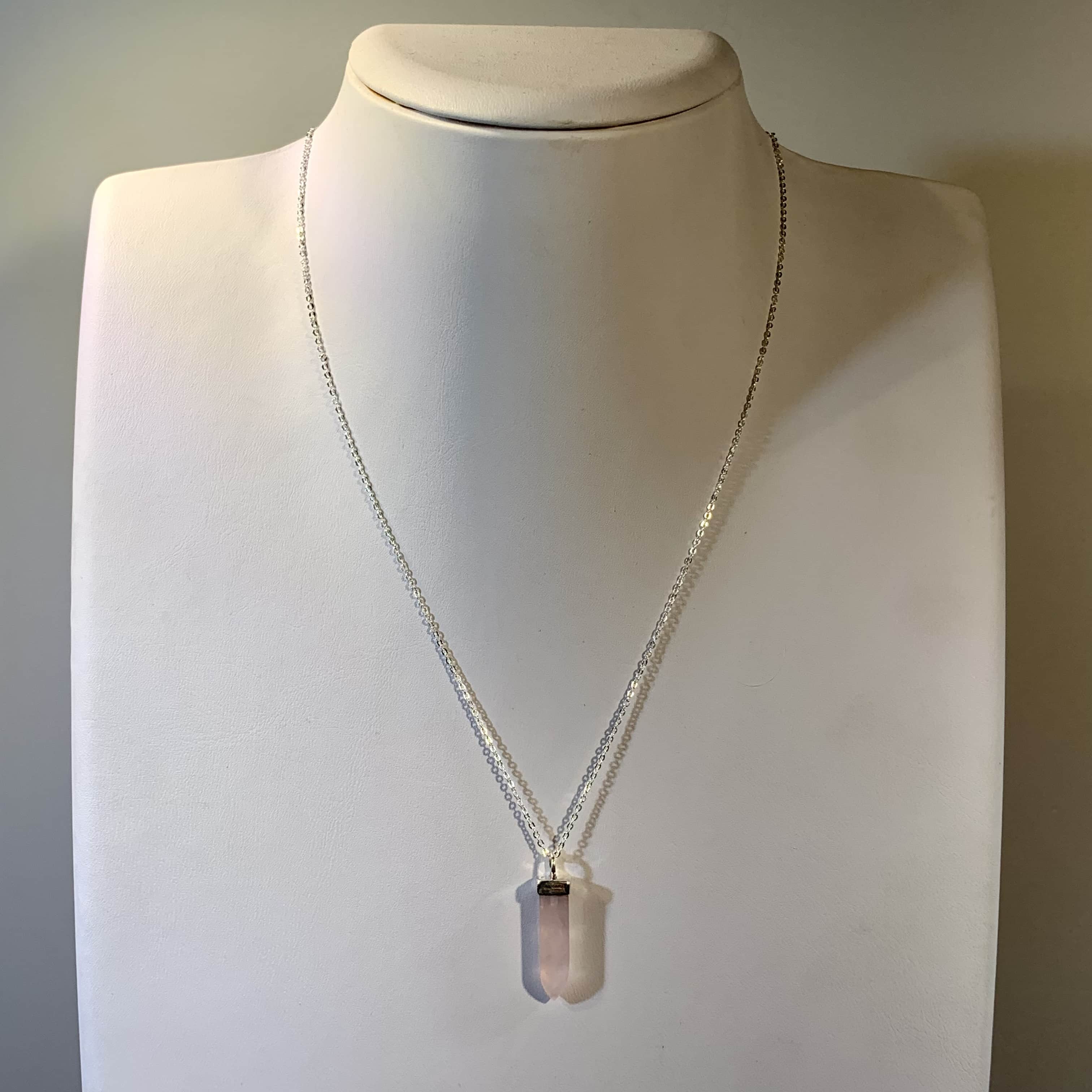 Quartz (Rose) obelisk point necklace healing crystal - Image 4