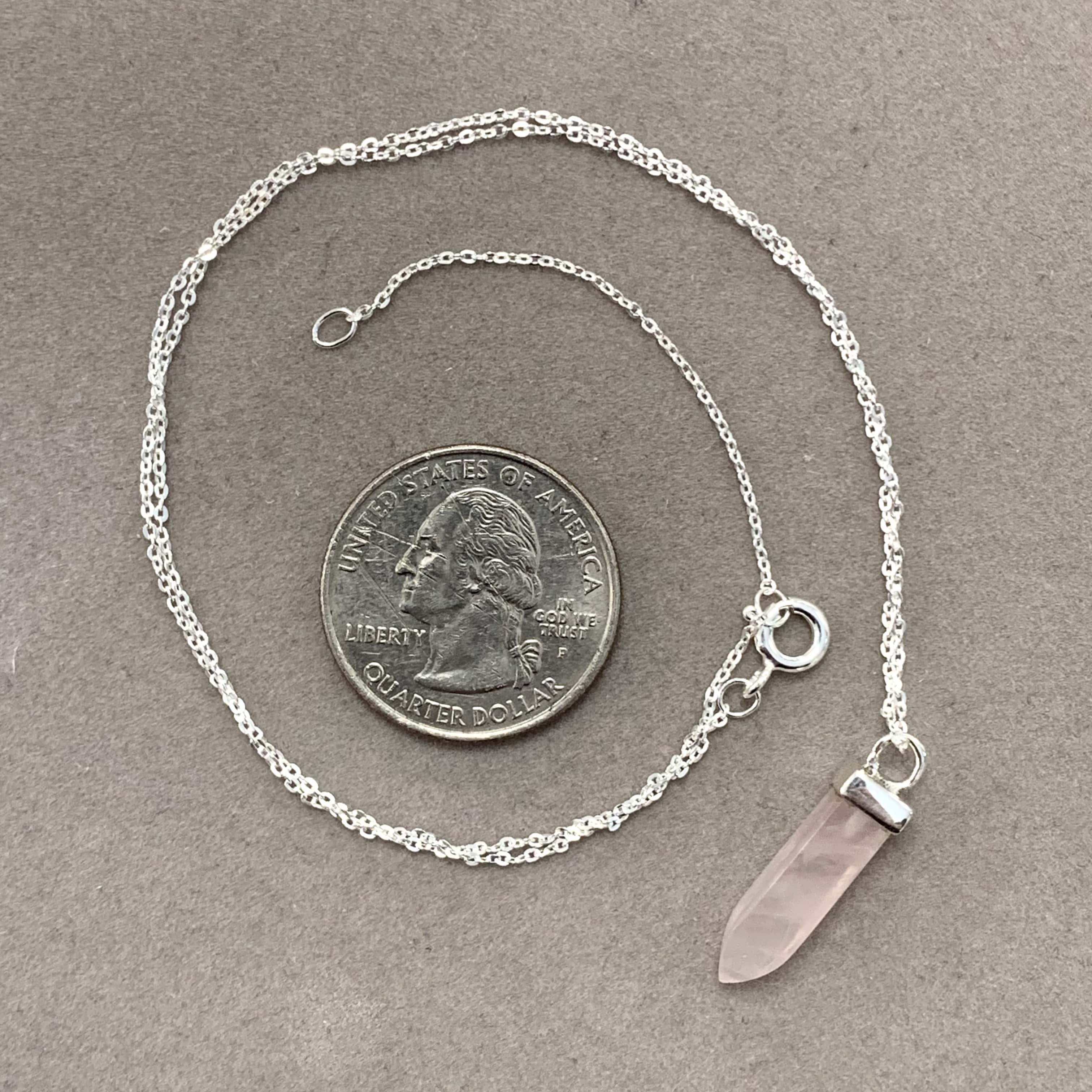 Quartz (Rose) obelisk point necklace healing crystal