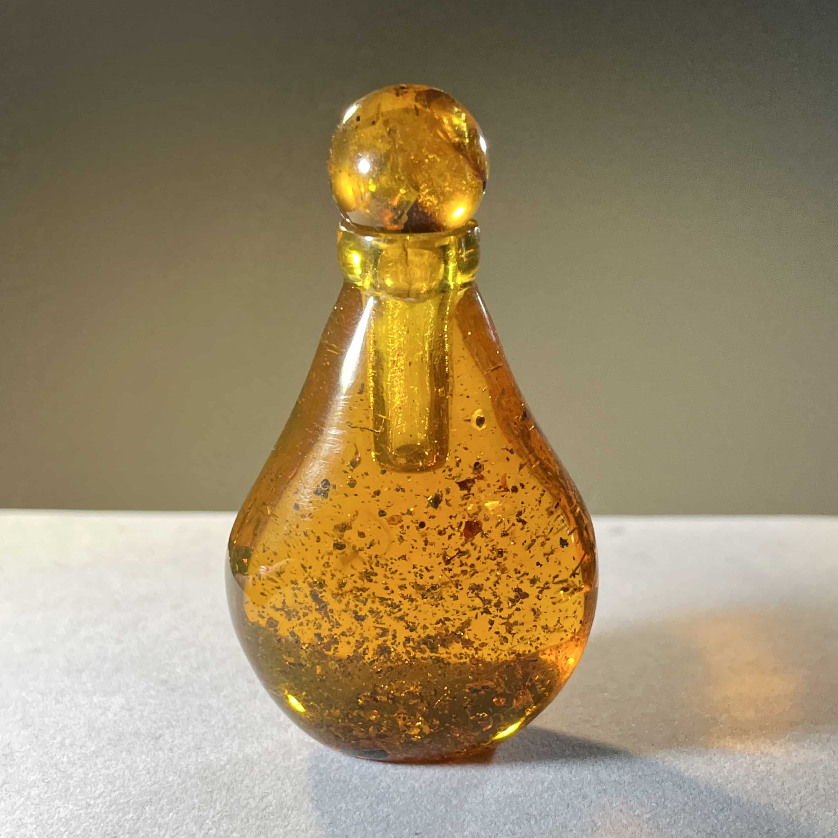 Amber perfume bottle - amazing color, standing - healing crystal