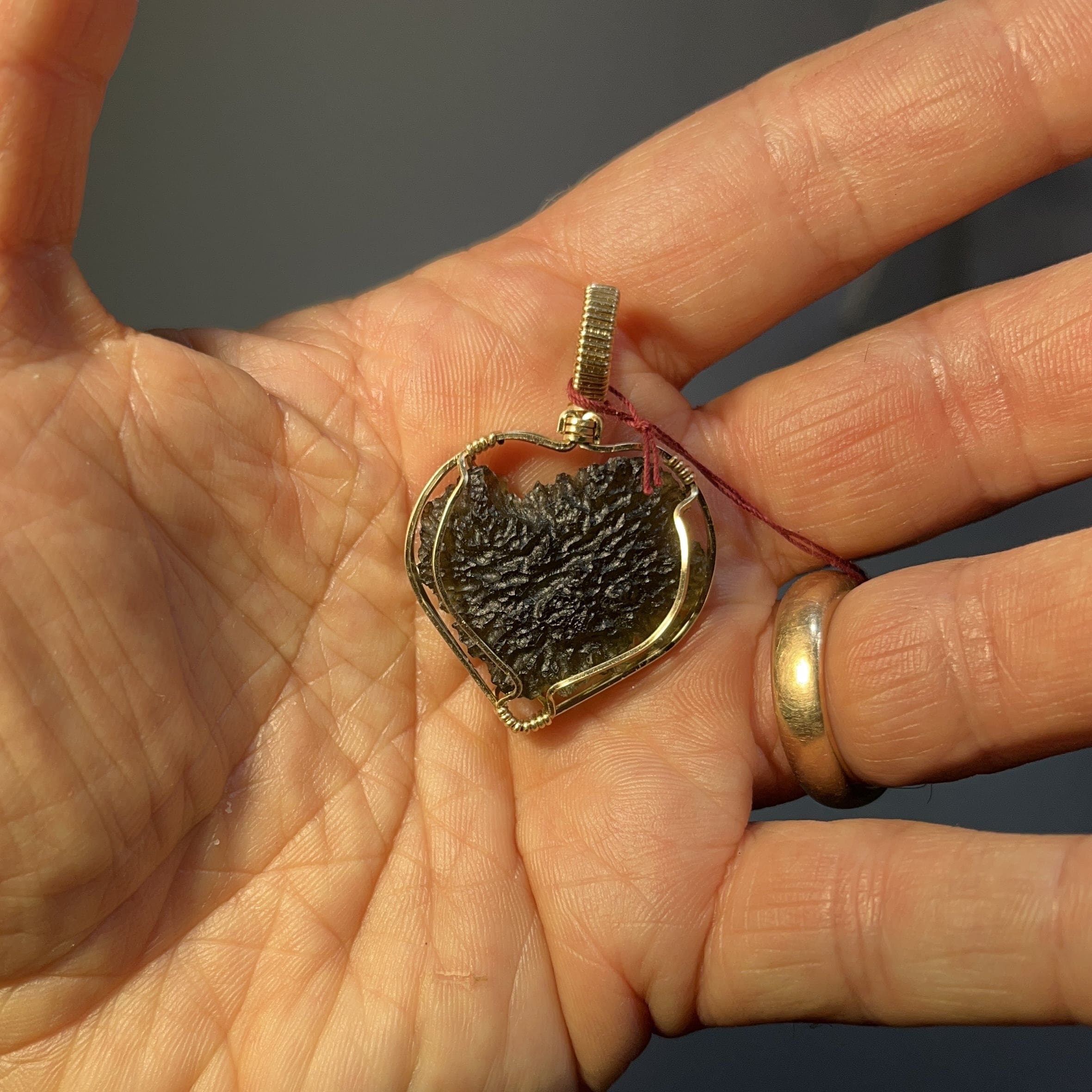 Moldavite pendant (rough) wrap HEART for necklace (7.3gr) healing crystal - Image 2