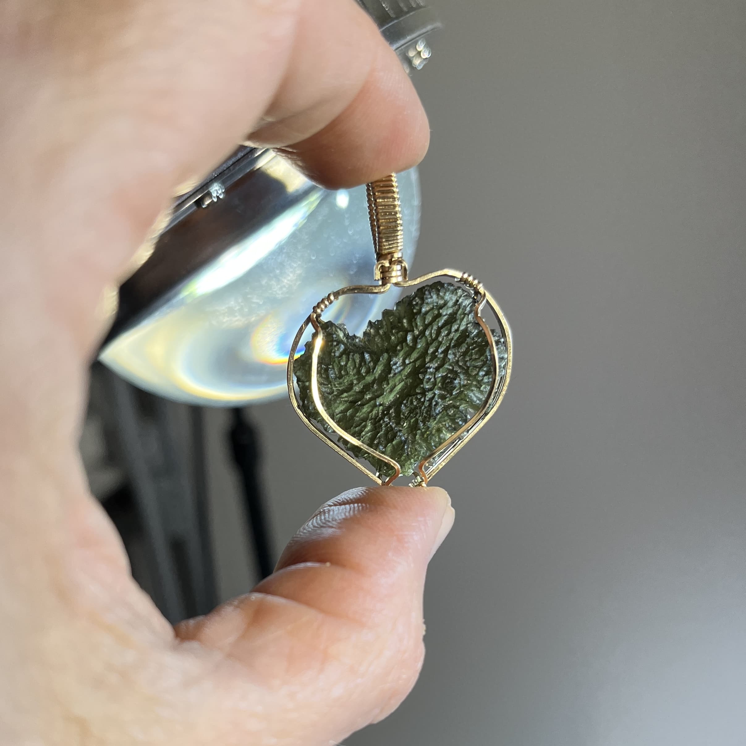 Moldavite pendant (rough) wrap HEART for necklace (7.3gr) healing crystal - Image 3