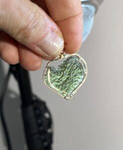 Moldavite pendant (rough) wrap HEART for necklace (7.3gr) healing crystal