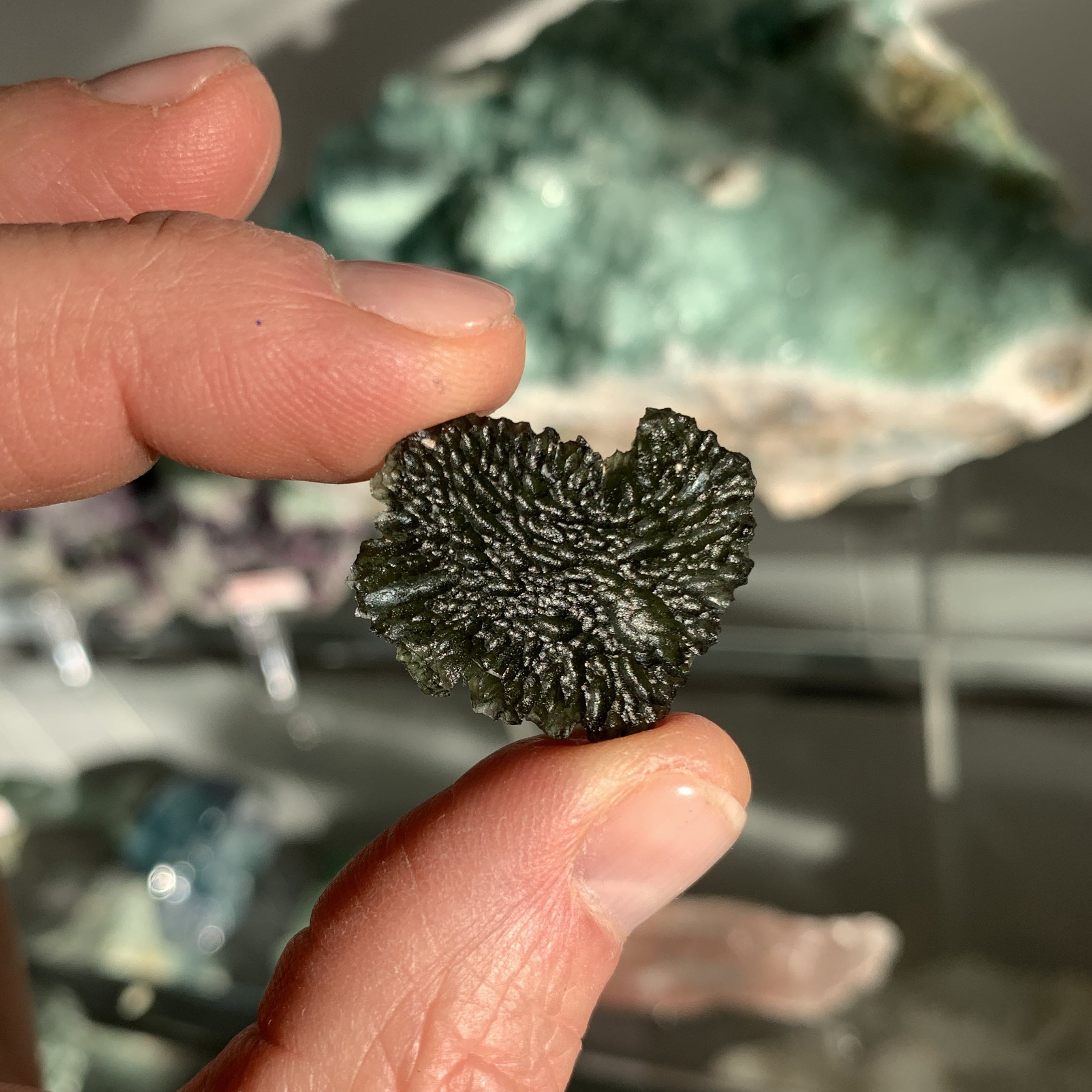Moldavite pendant (rough) wrap HEART for necklace (7.3gr) healing crystal - Image 5