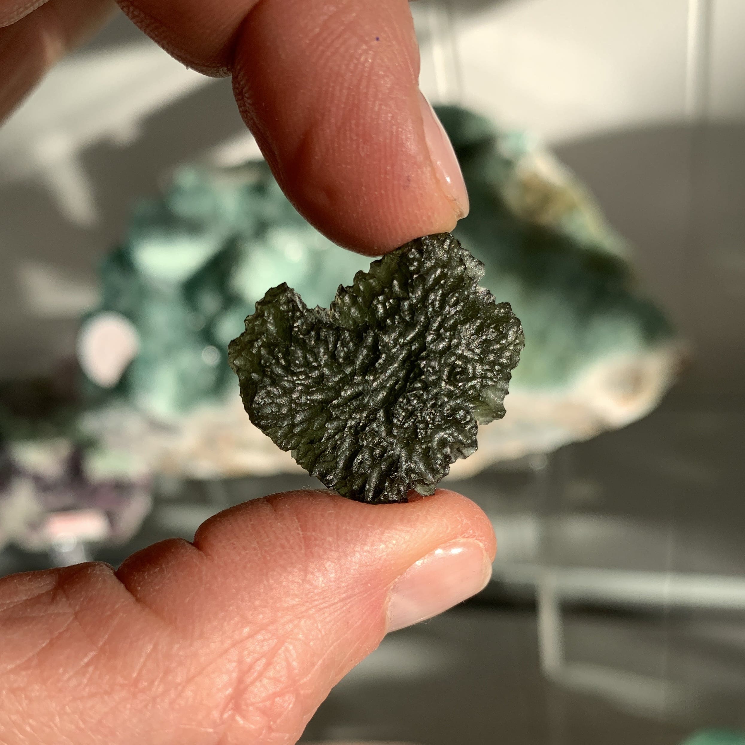 Moldavite pendant (rough) wrap HEART for necklace (7.3gr) healing crystal - Image 7