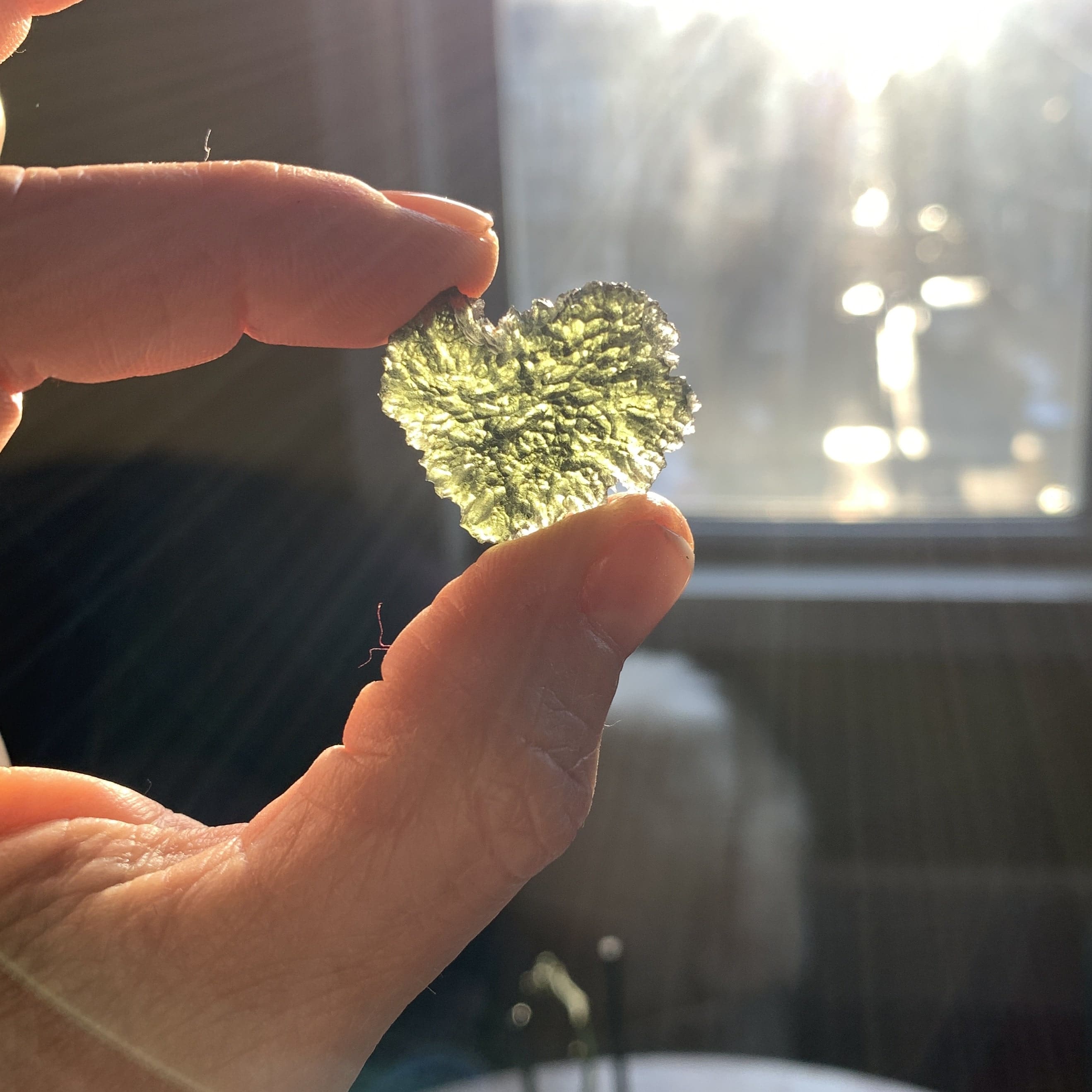 Moldavite pendant (rough) wrap HEART for necklace (7.3gr) healing crystal - Image 8