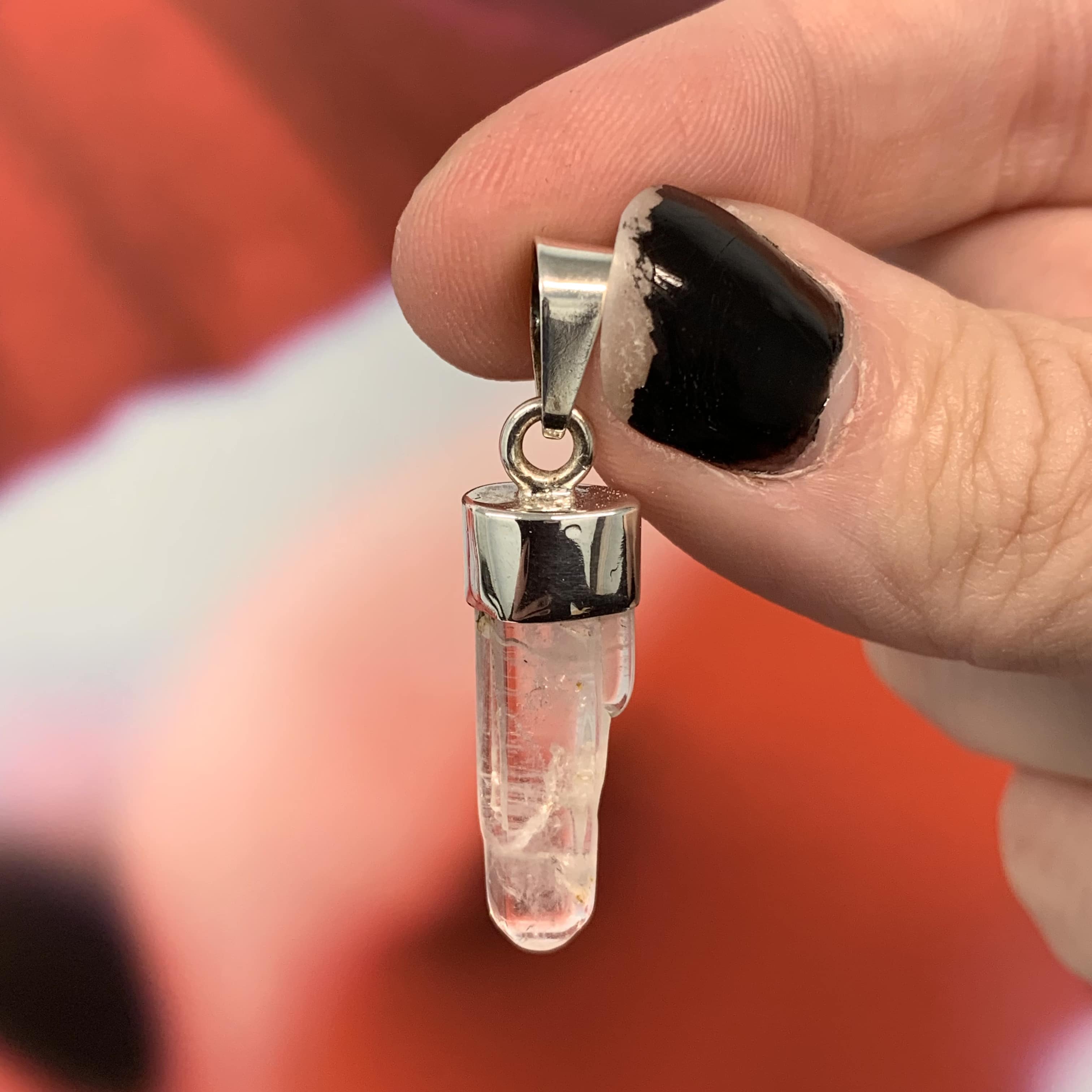 Quartz (clear) pendant for necklace (Sterling capped) healing crystal