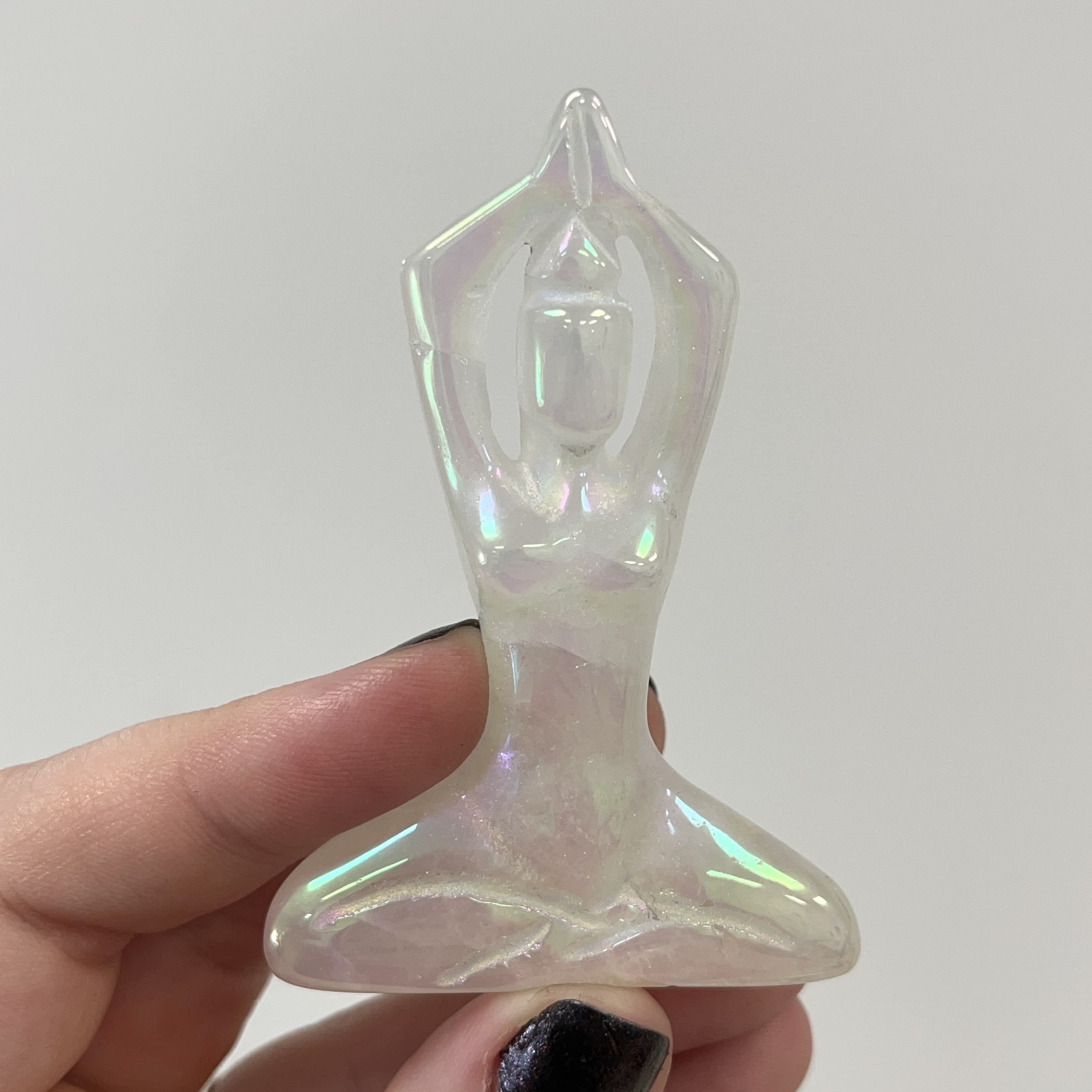 Aura Quartz (carving) Angel variety 'yoga' statuette healing crystal - Image 2